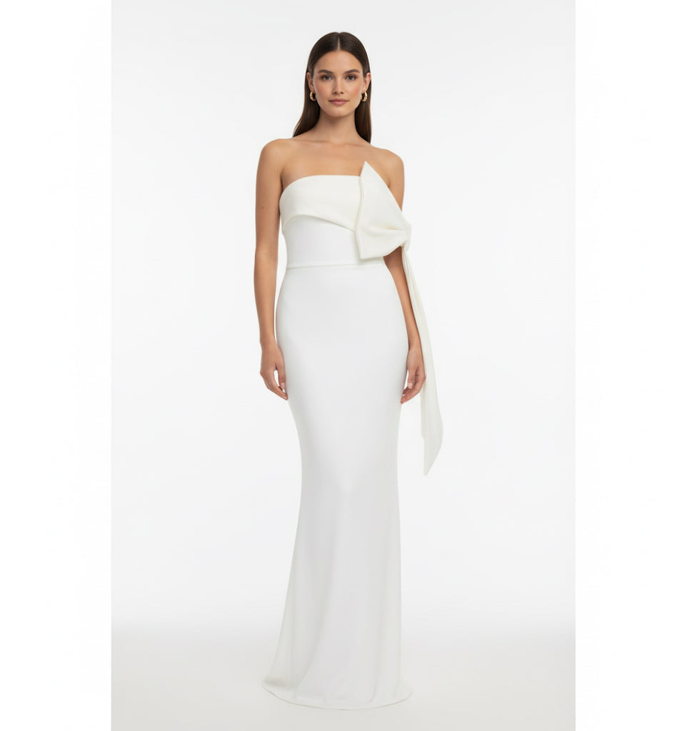 Vestido moño en brazo ivory
