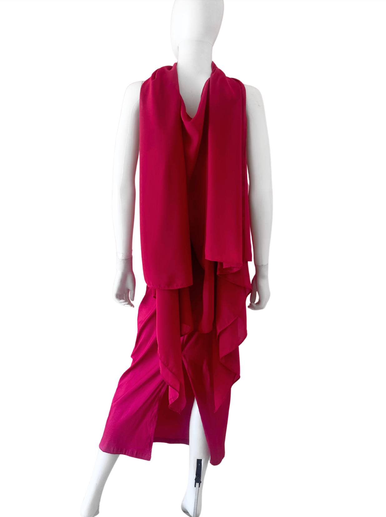 Vestido con capa shiffon bugambilia