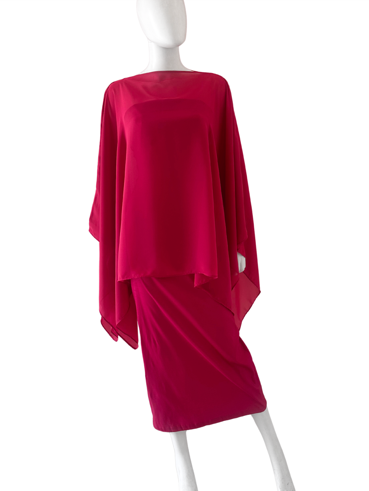 Vestido con capa shiffon bugambilia