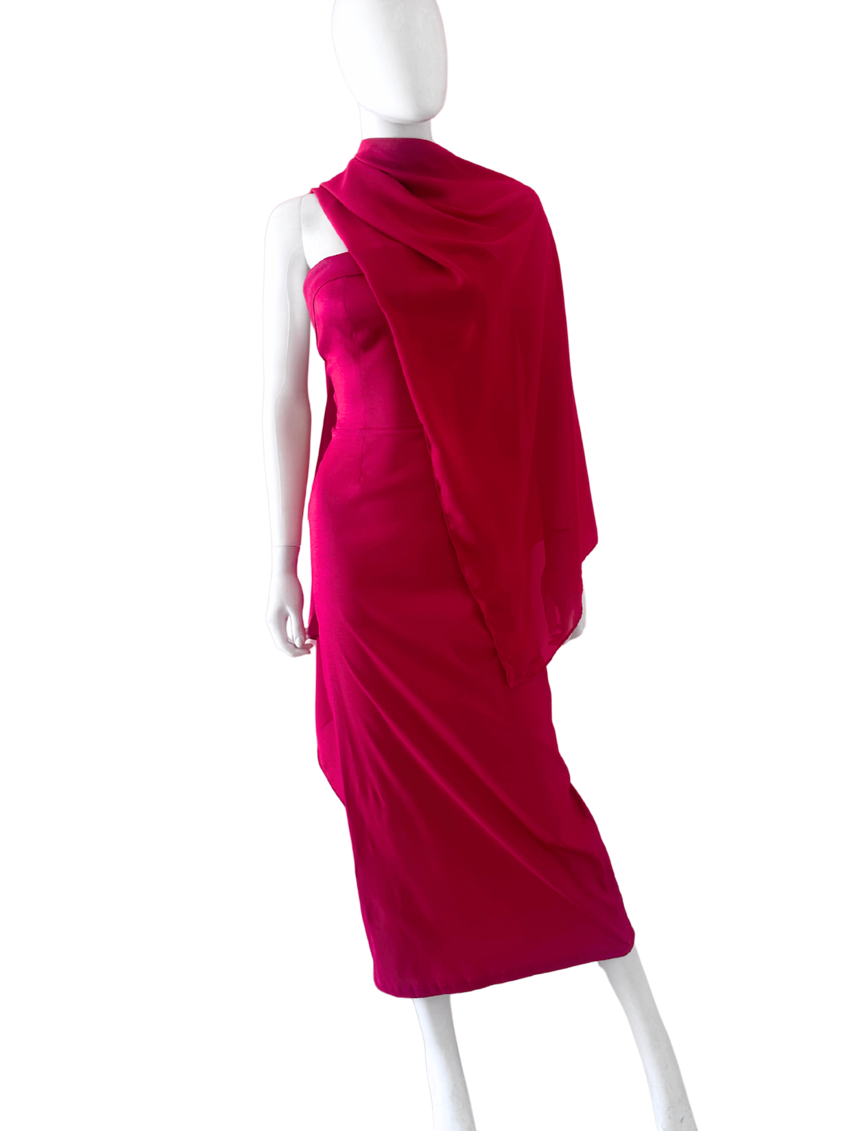 Vestido con capa shiffon bugambilia