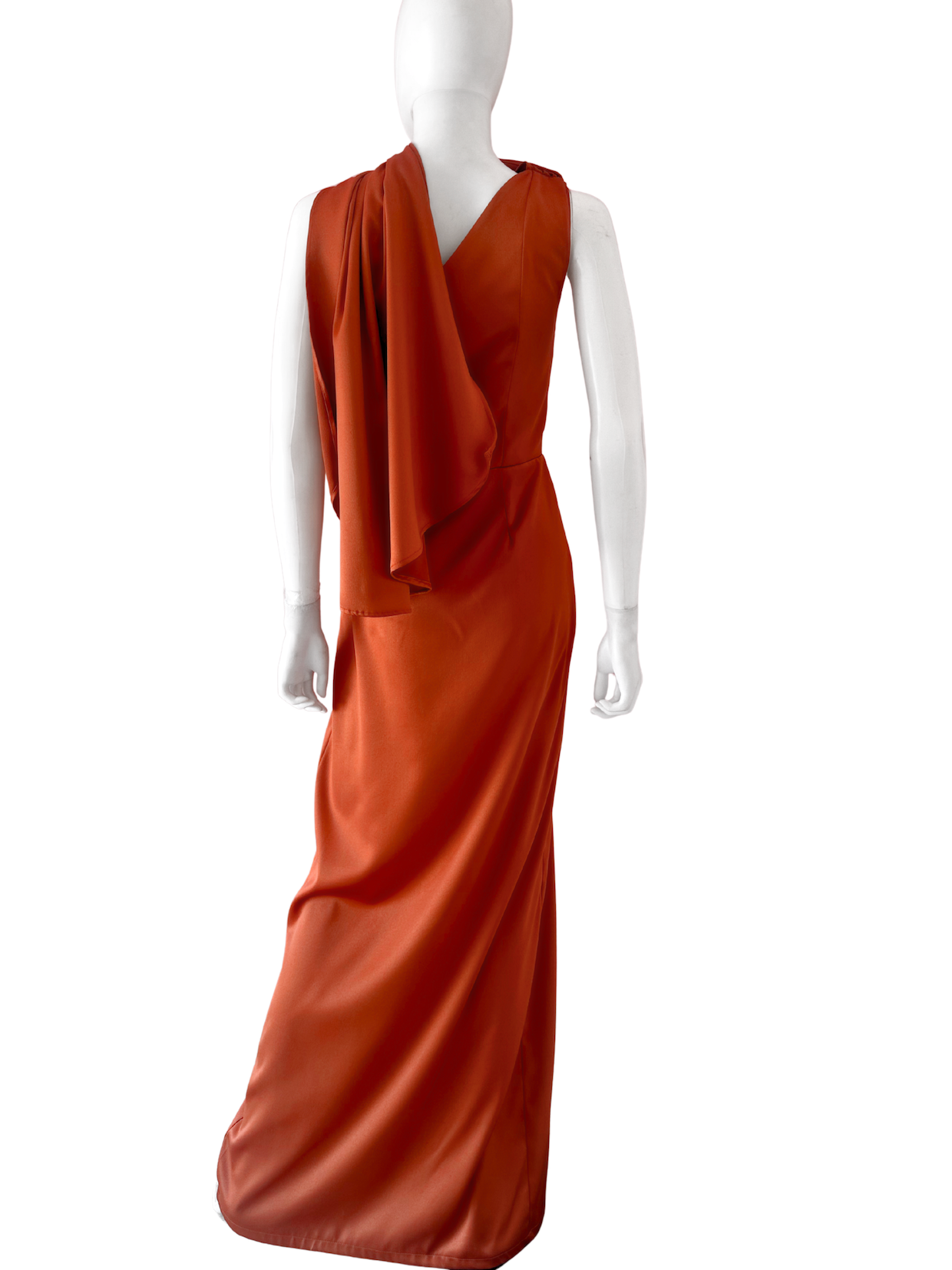 Vestido un hombro terracota