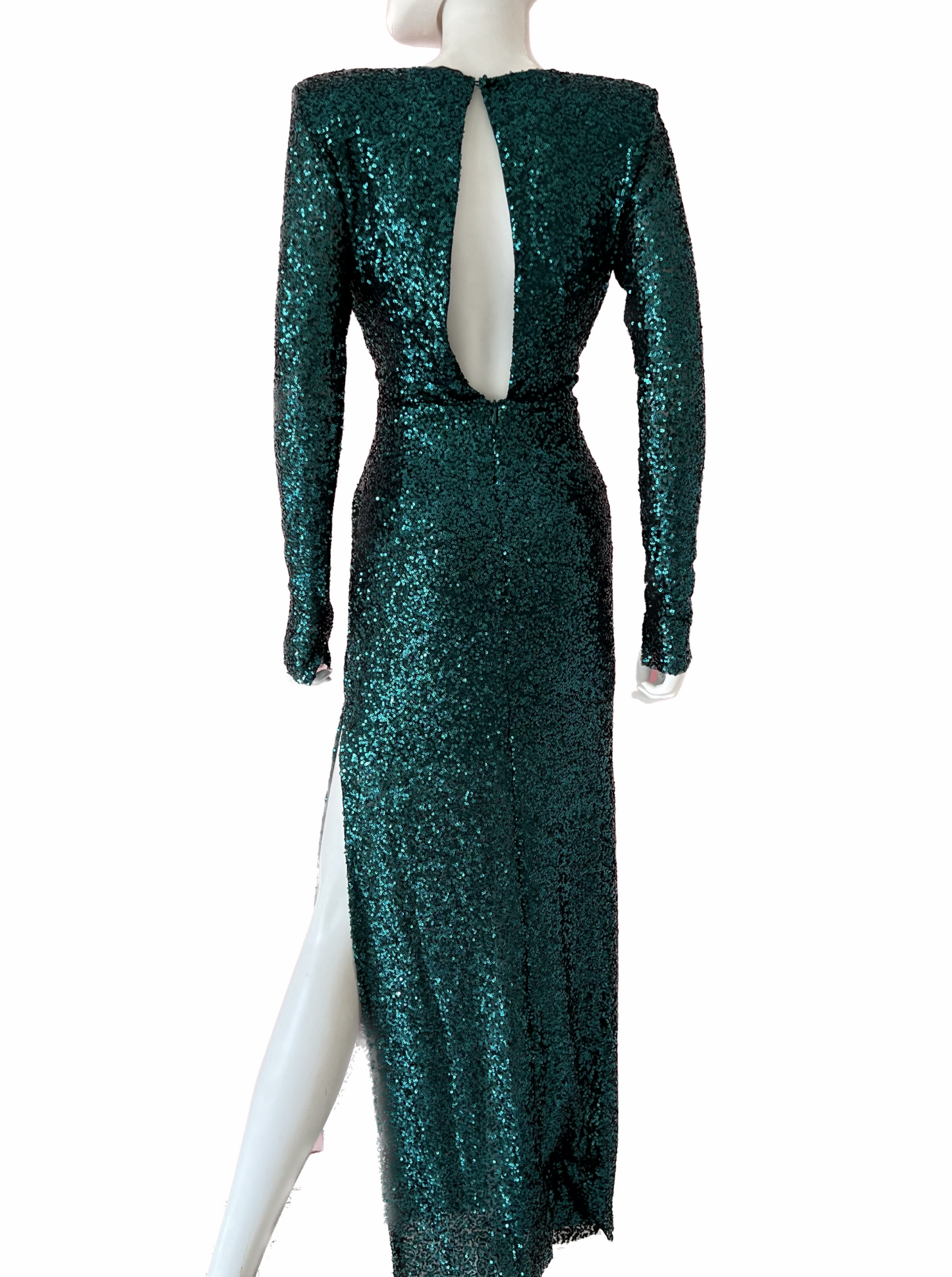 Vestido lentejuela verde manga larga