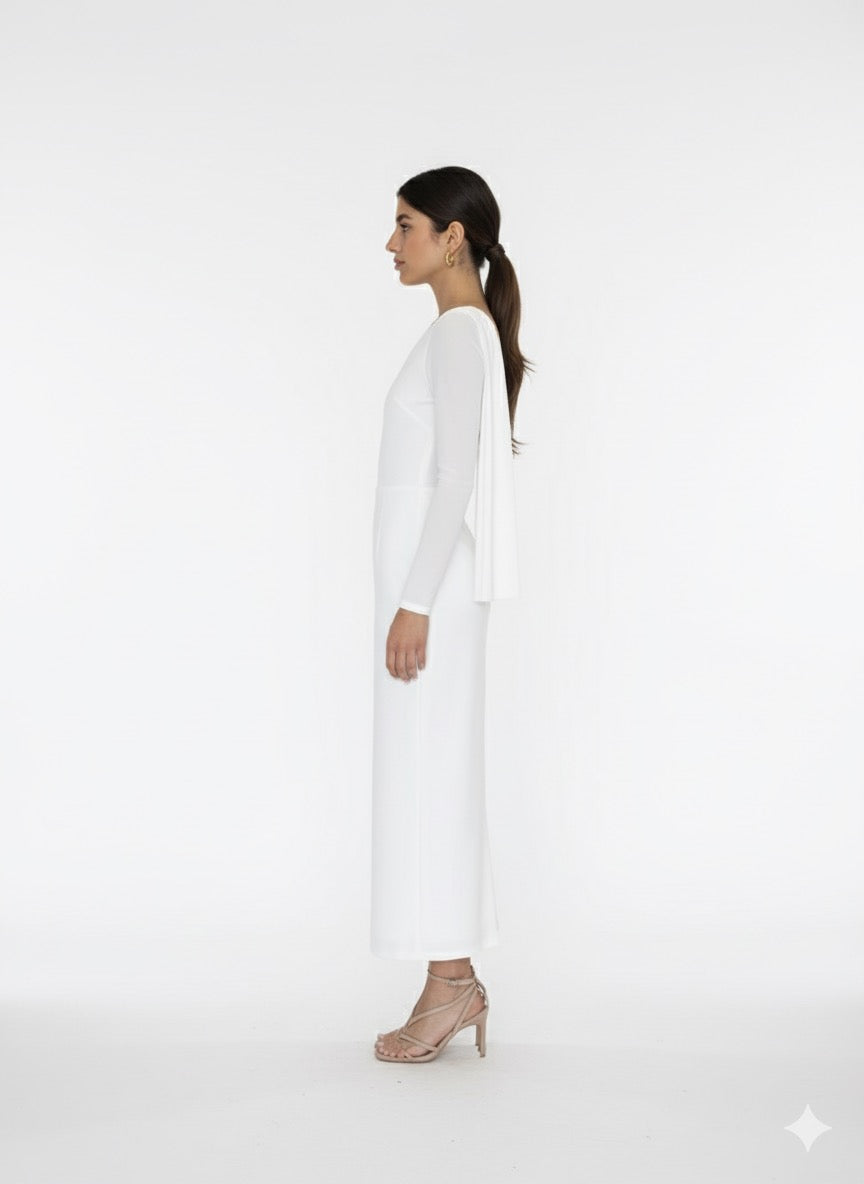 Vestido colgante un hombro ivory