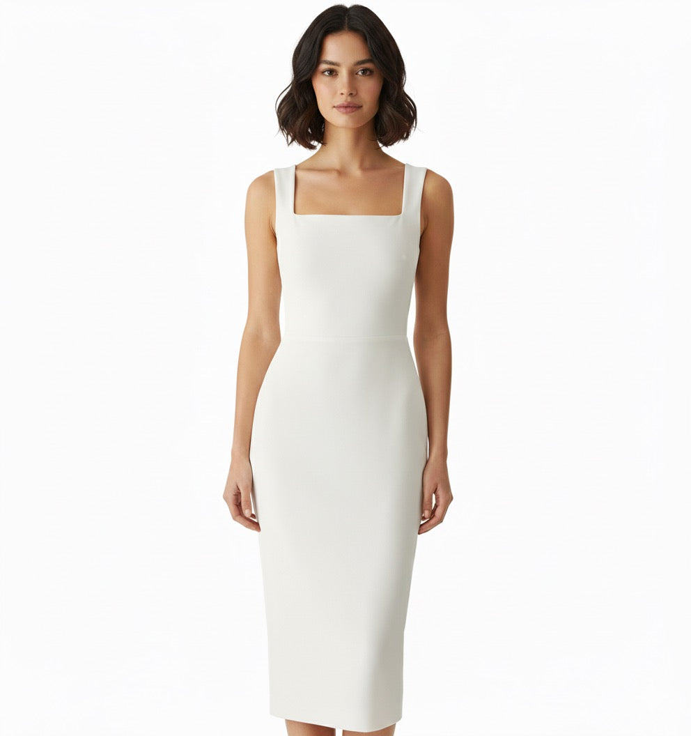 Vestido midi escote cuadrado