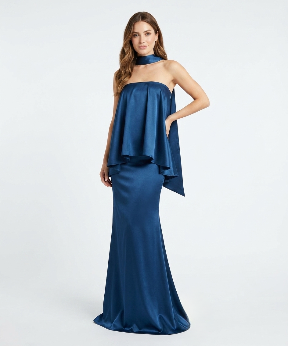 Vestido blusa volante azul