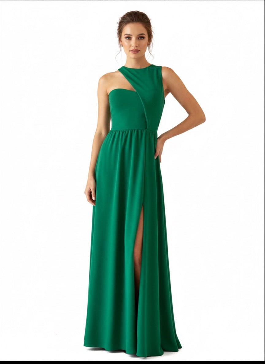 Vestido asimétrico verde.