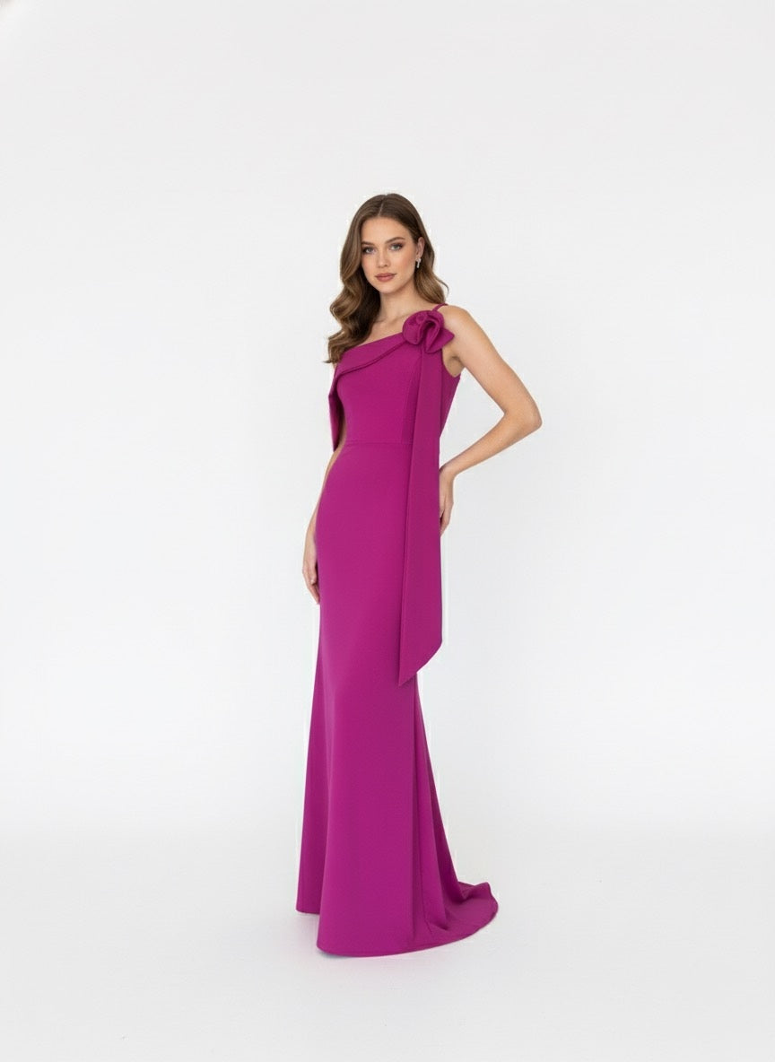 Vestido un tirante y flor bugambilia