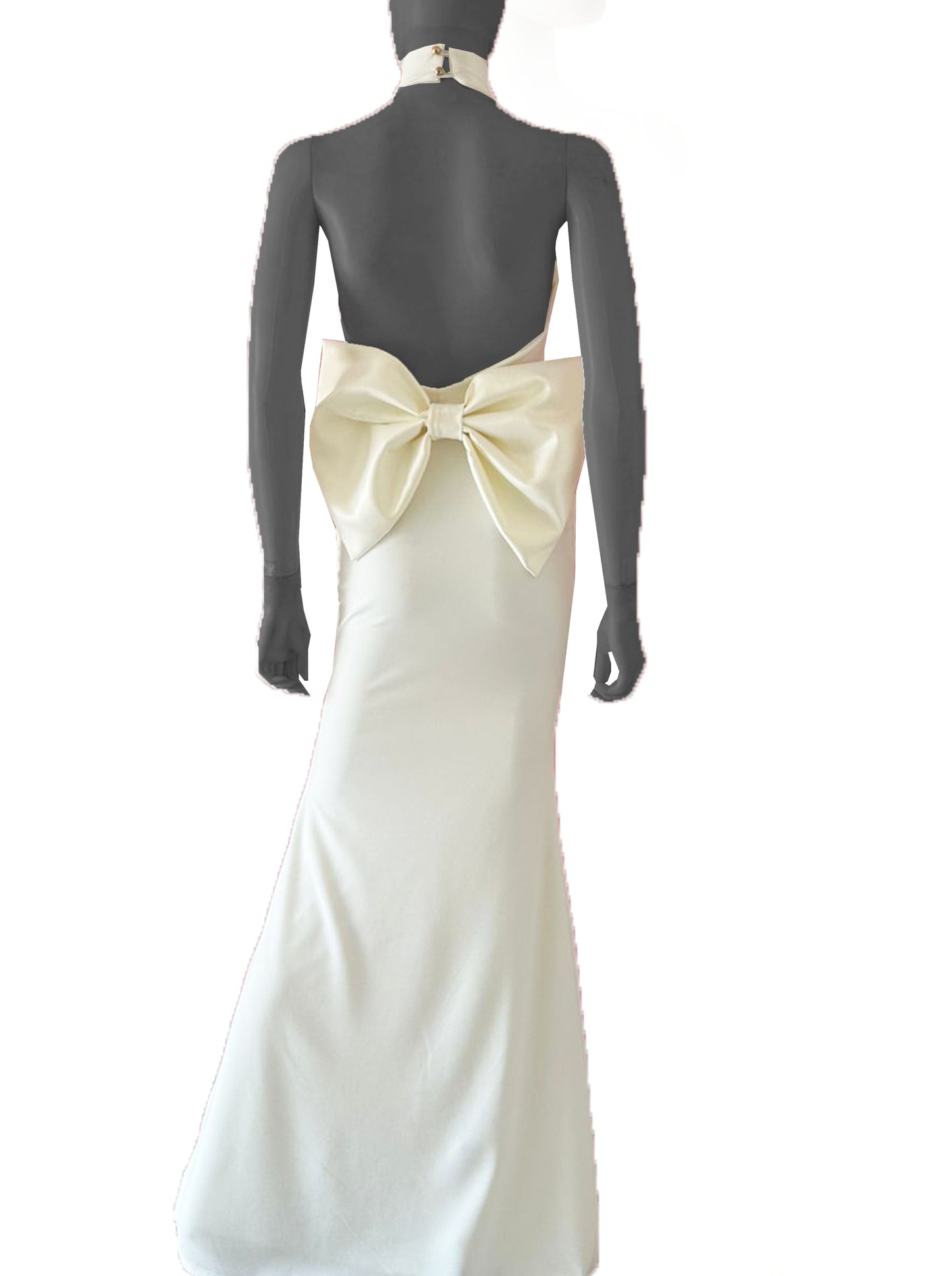 Vestido halter moño espalda ivory