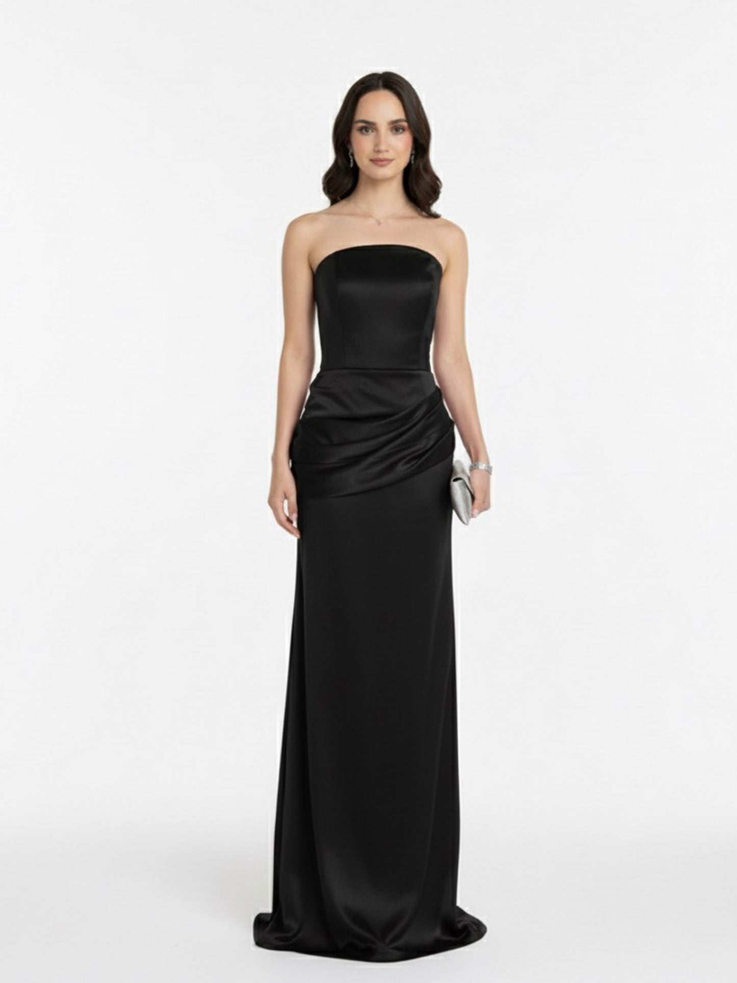 Vestido strapless con detalle en cadera negro