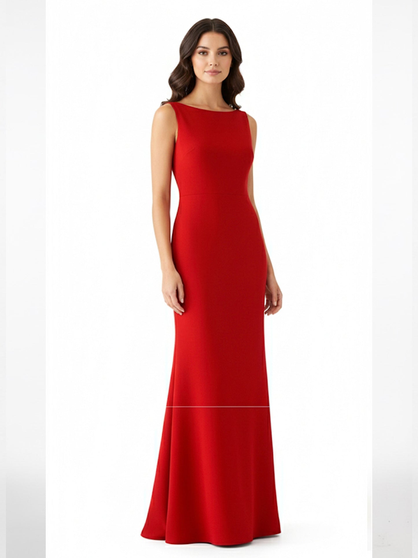 Vestido en V escarolas traseras rojo.