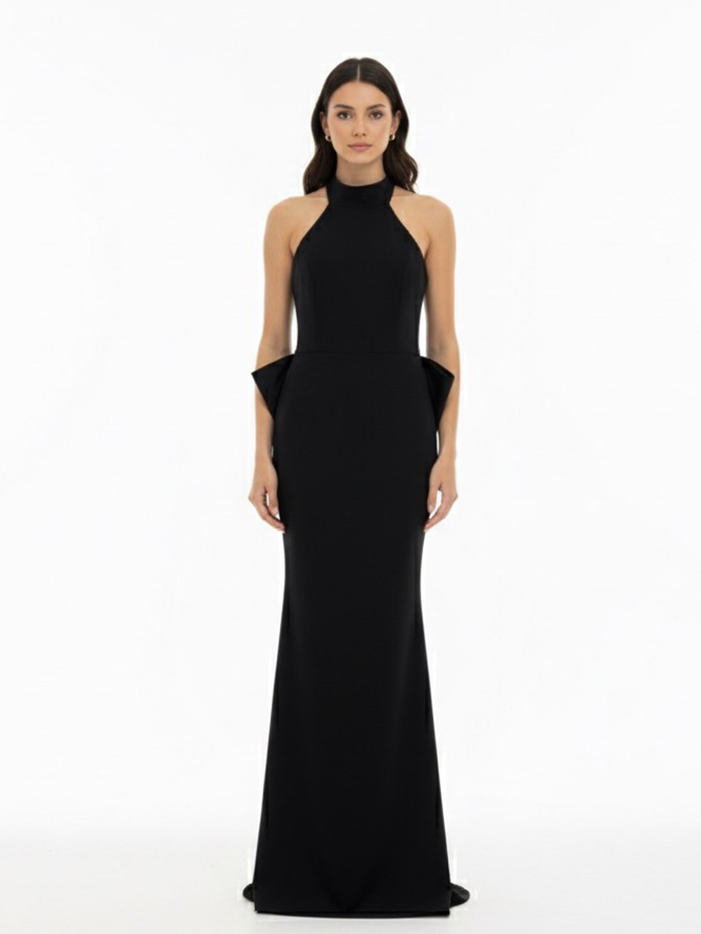 Vestido halter moño espalda negro