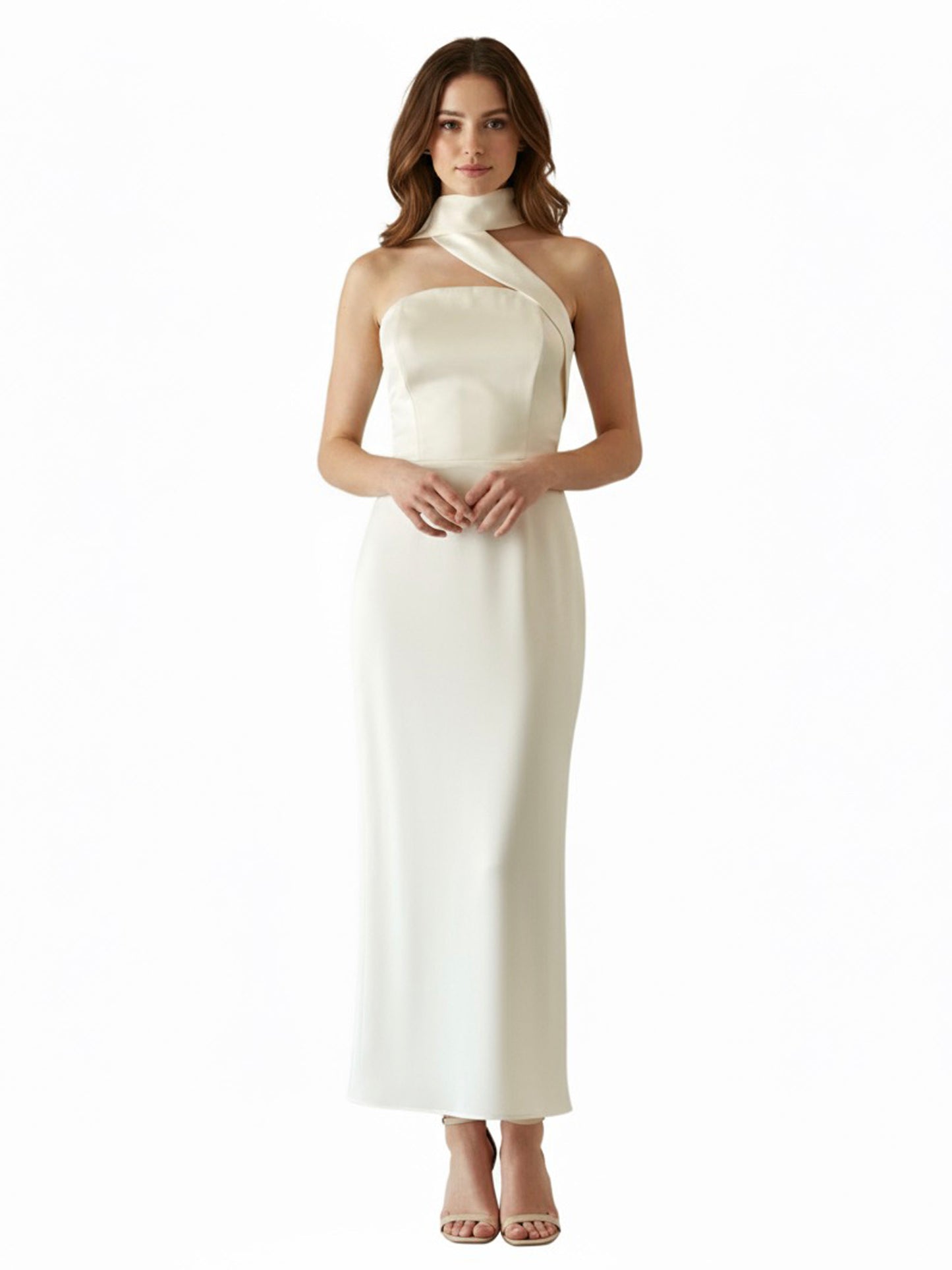 Vestido banda en cuello ivory.