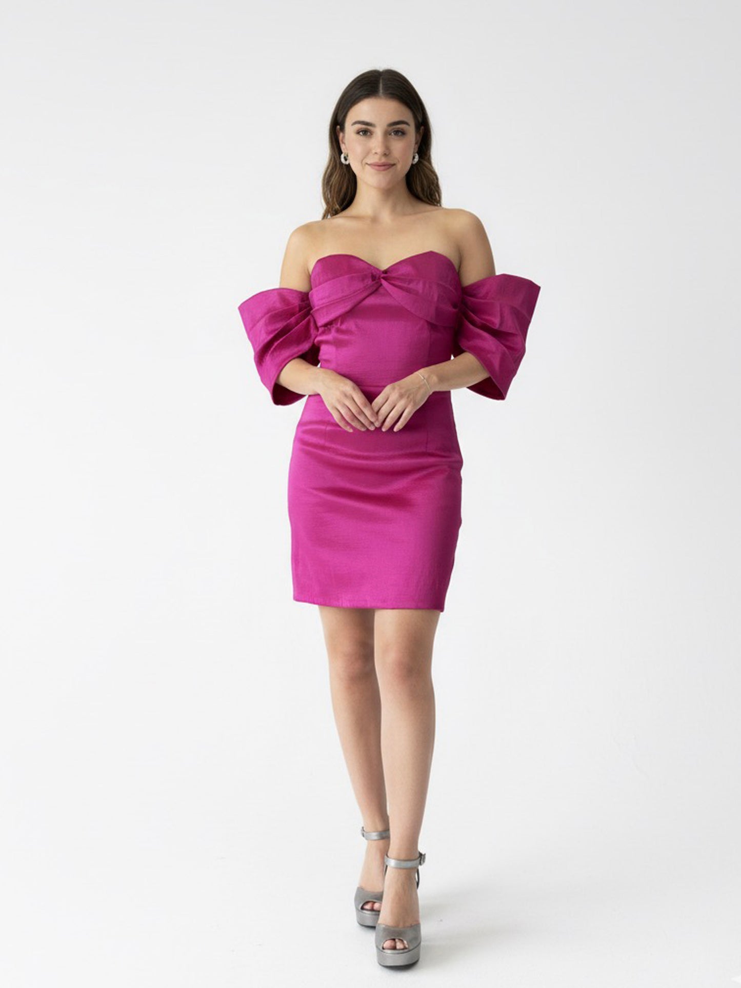 Vestido mini manguitas bugambilia