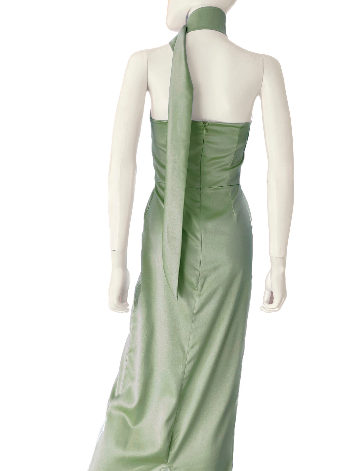 Vestido banda en cuello pistache