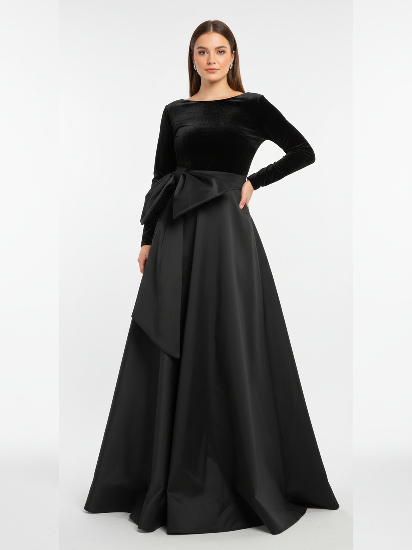 Vestido Velvet moño en cintura negro