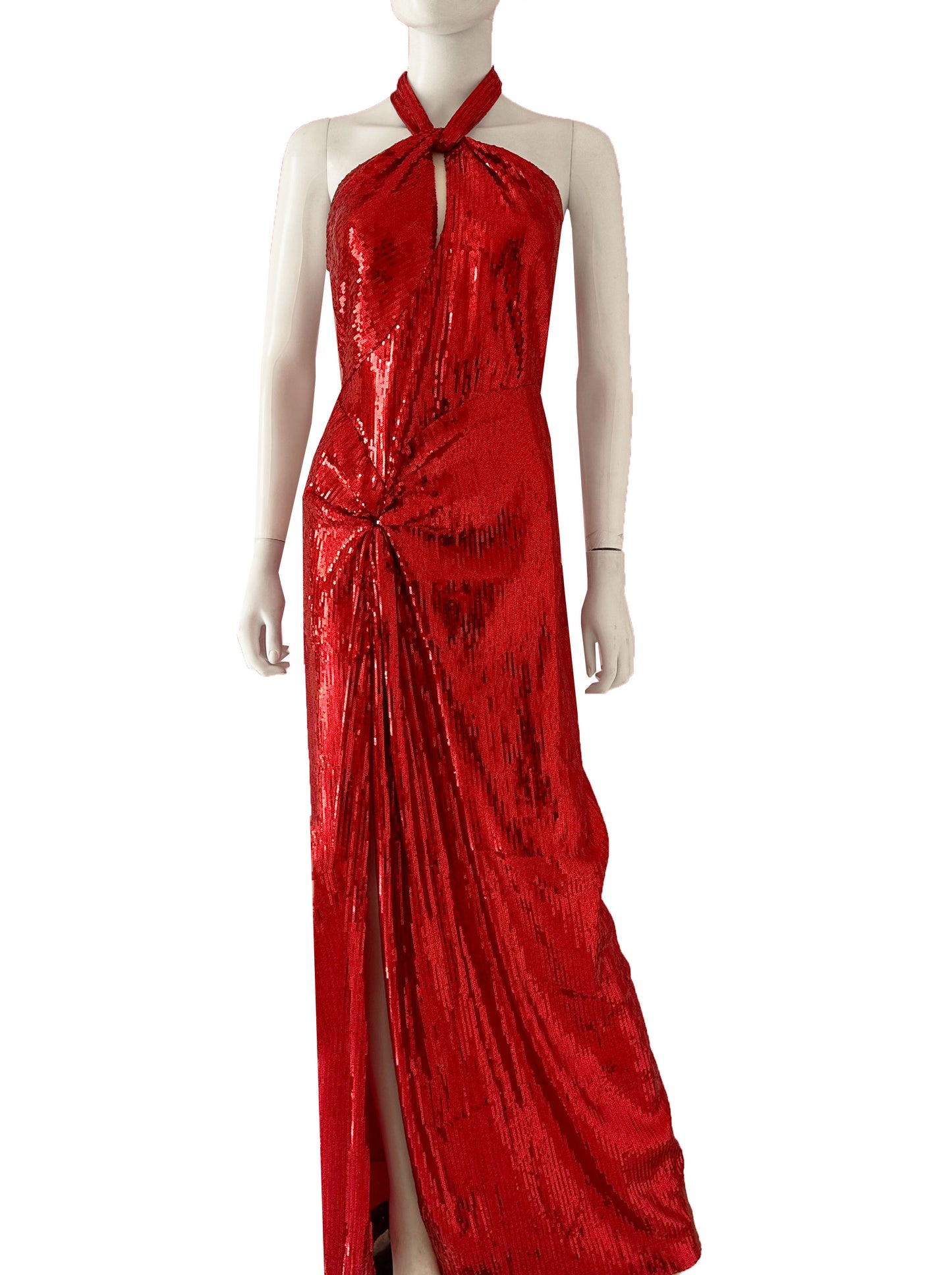 Vestido lentejuela halter rojo