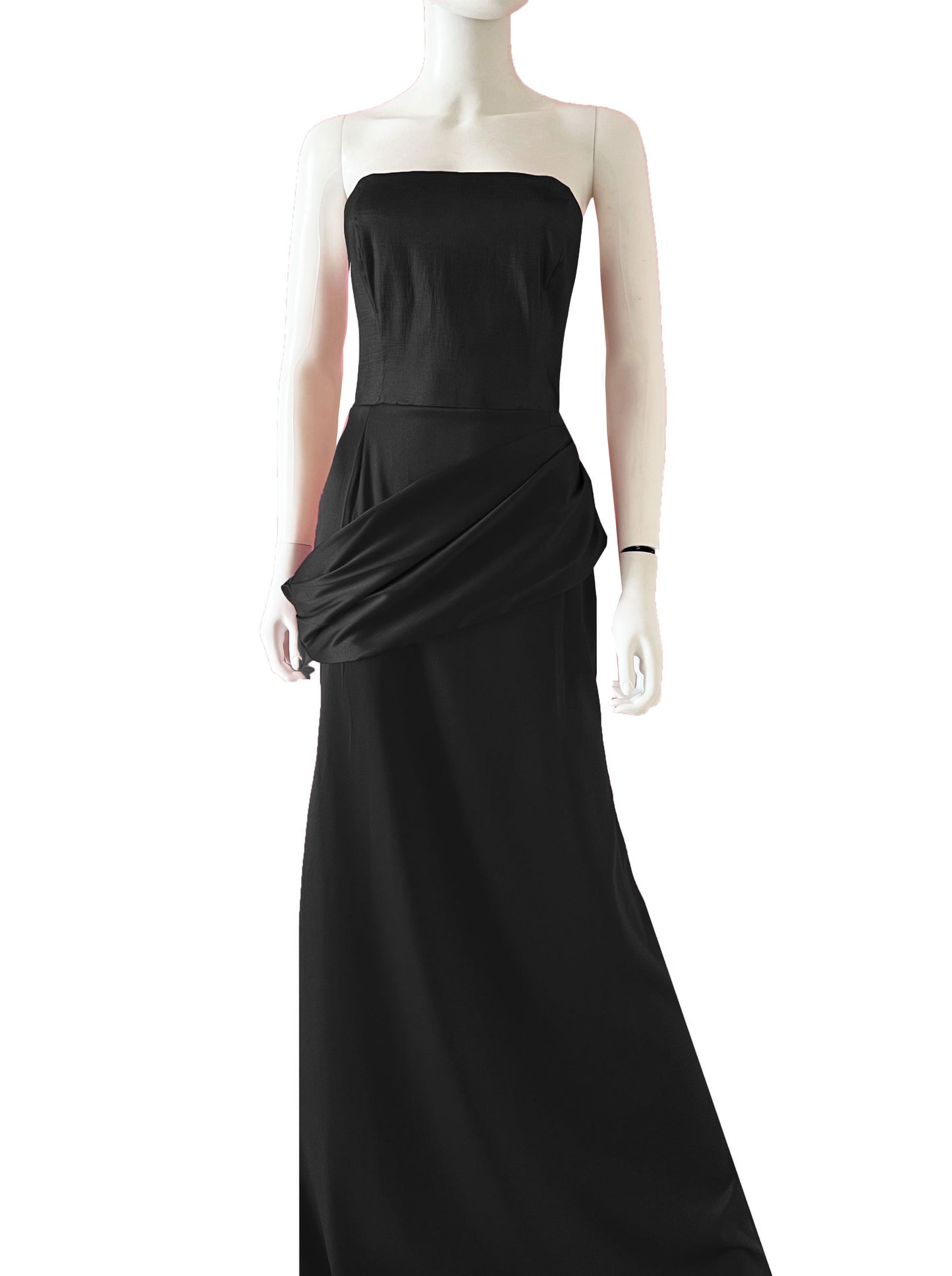 Vestido strapless con detalle en cadera negro
