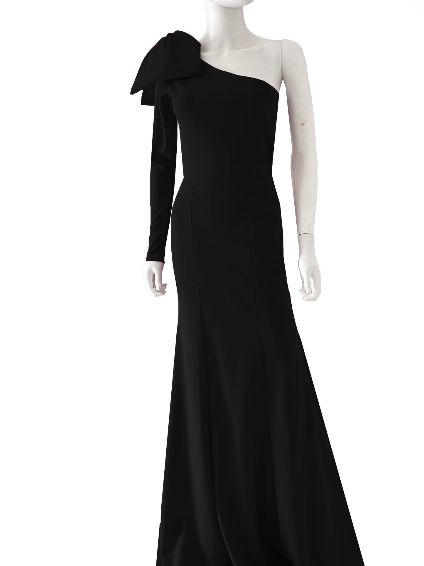 Vestido con moño en hombro negro.