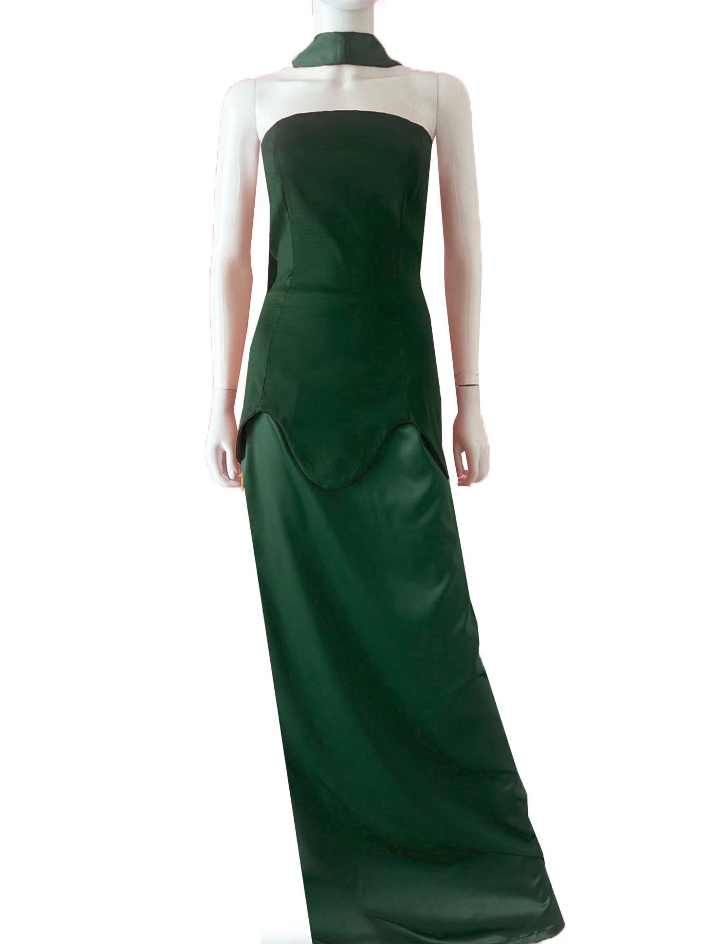 Vestido corset ondulado verde botella