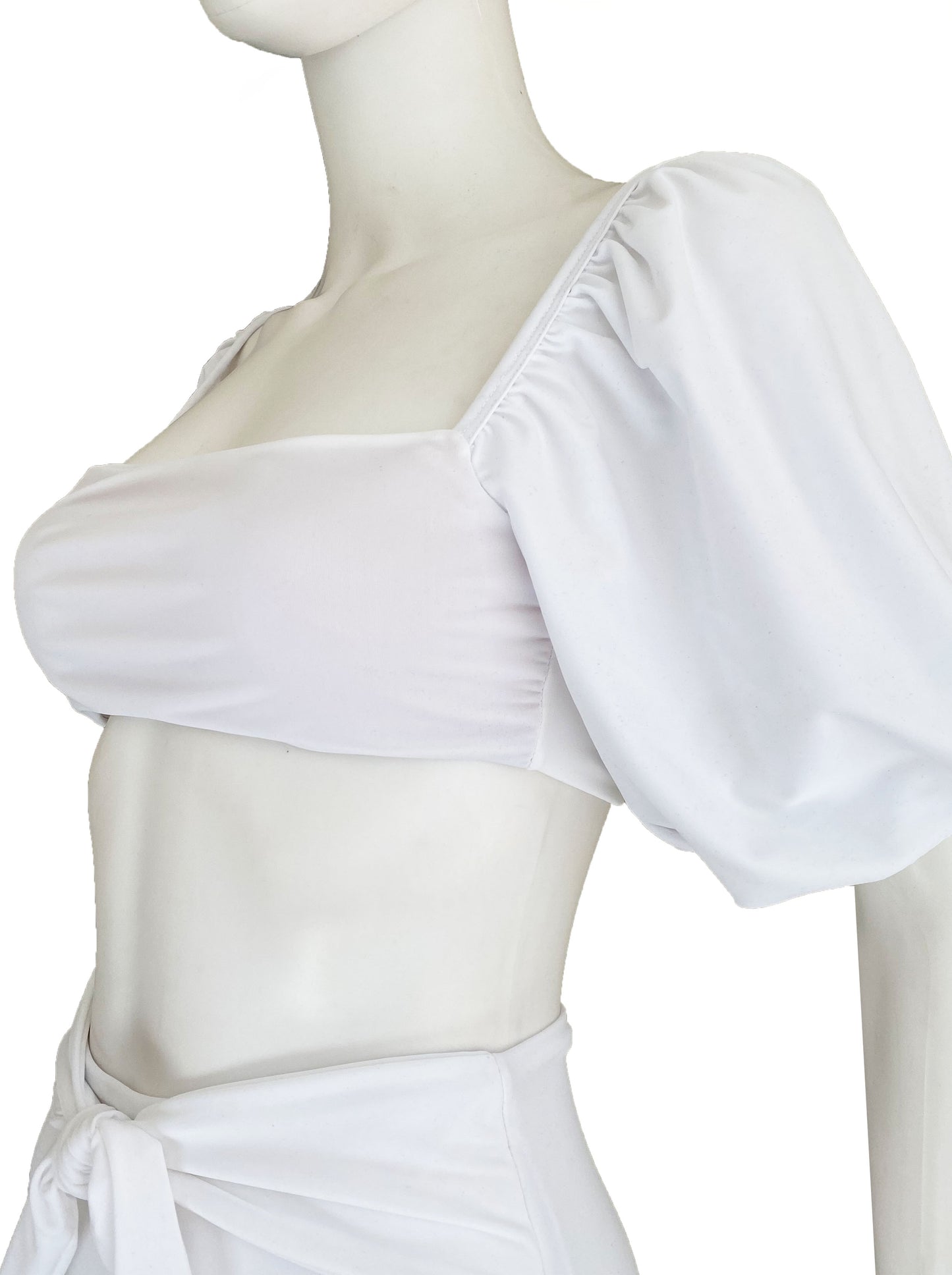 Top bikini manga globo blanco.