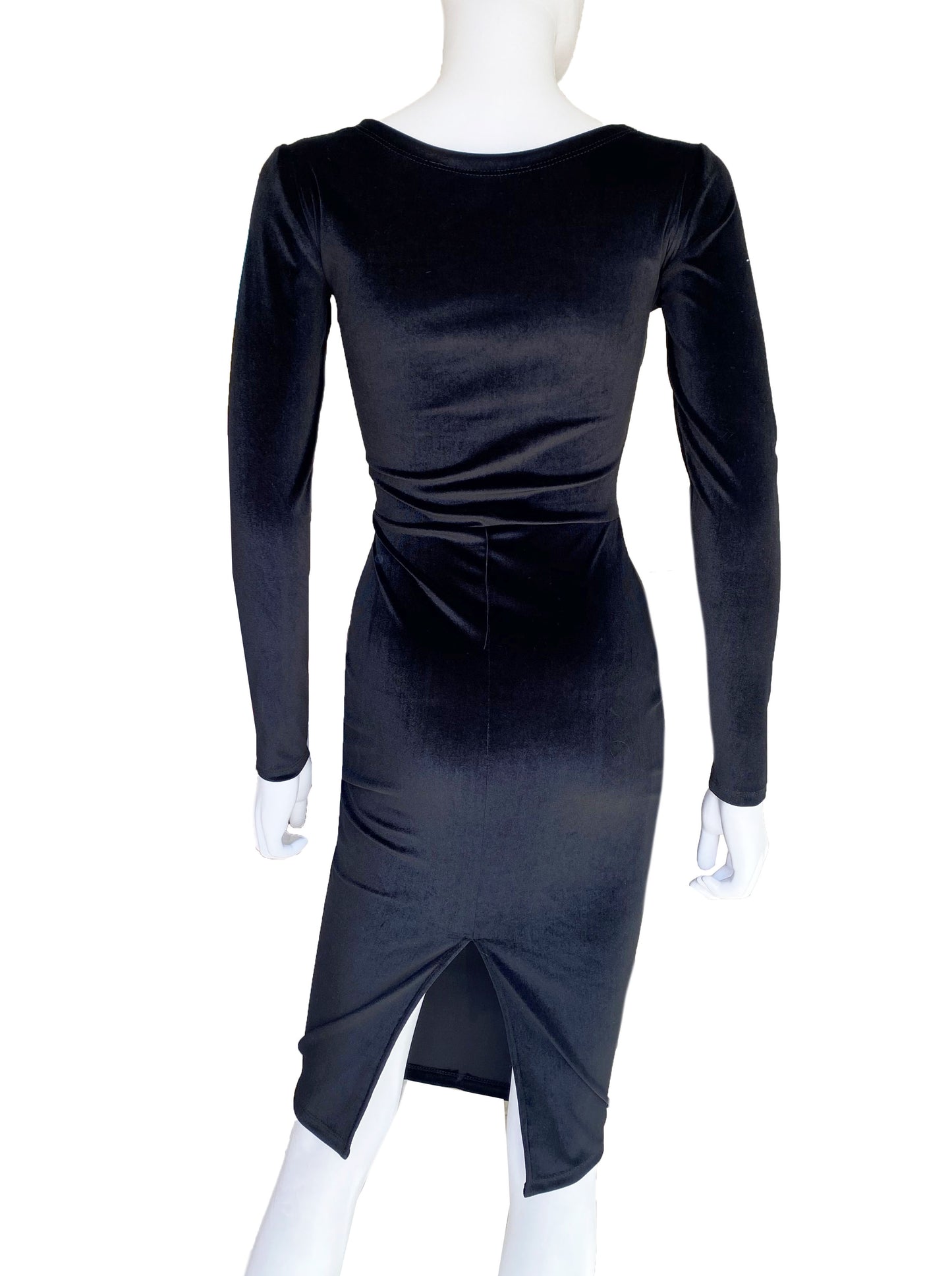 Vestido moño midi velvet negro.