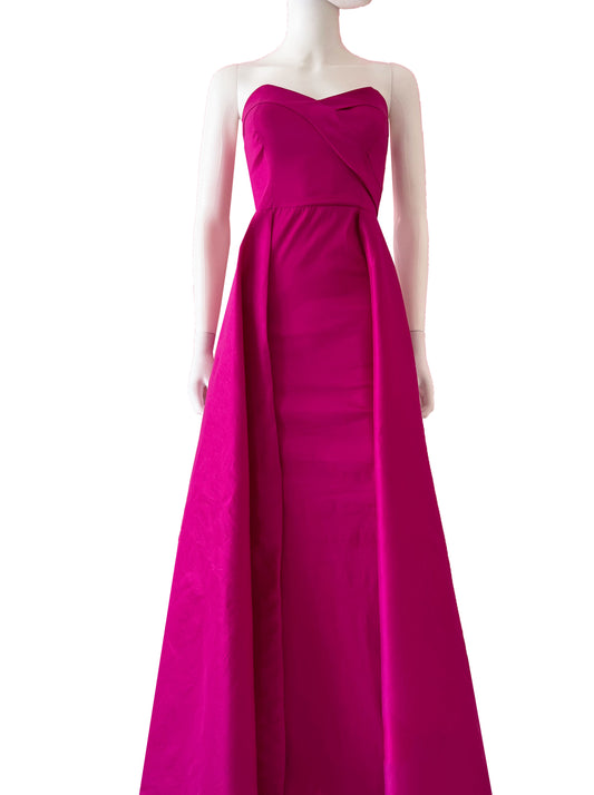 Vestido detalle en talle doble falda fucsia