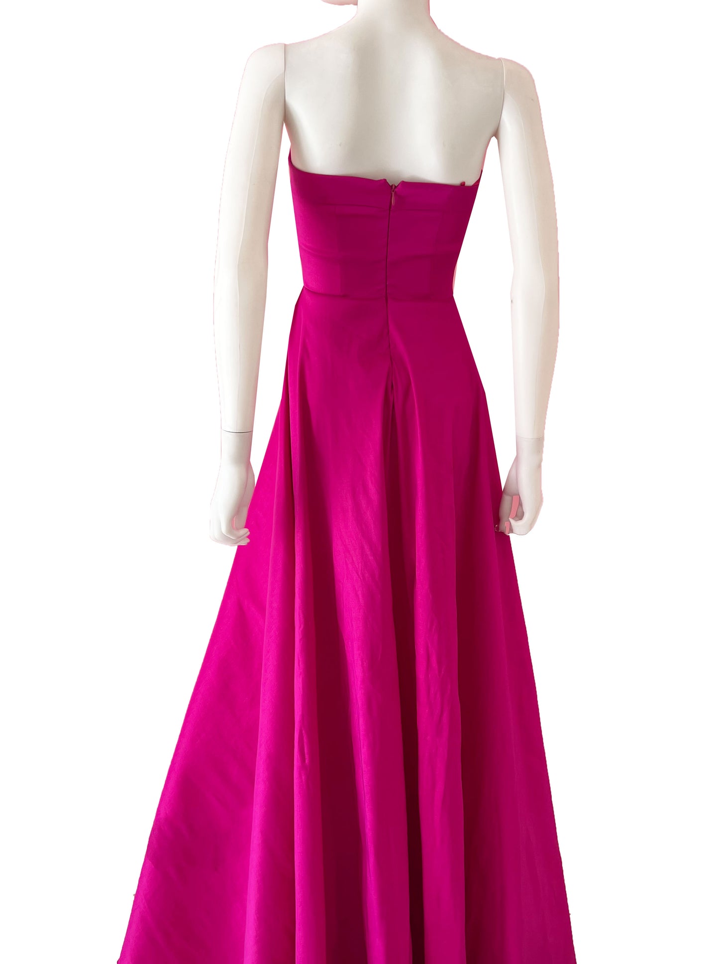 Vestido detalle en talle doble falda fucsia