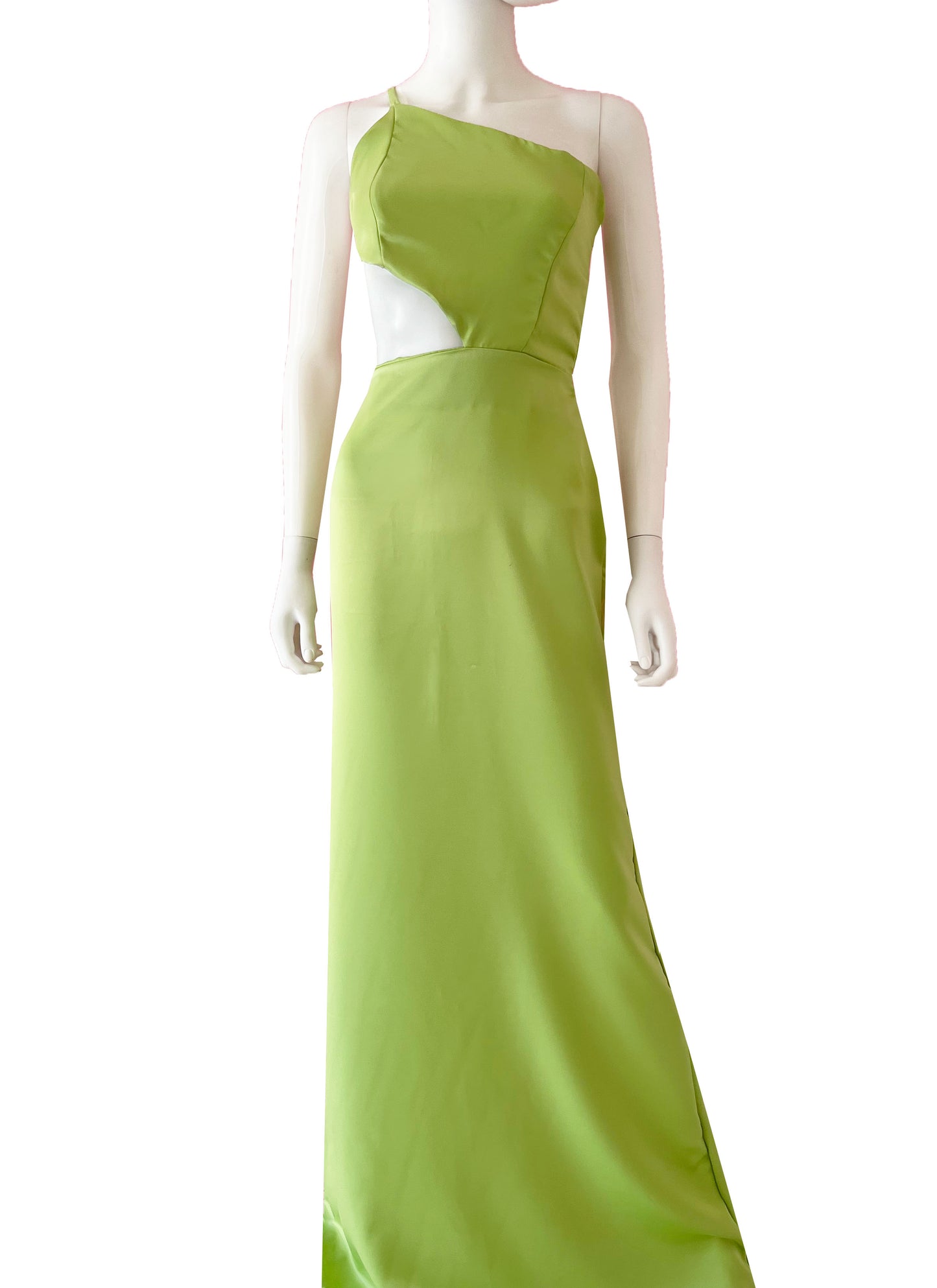 Vestido triángulo en espalda verde.