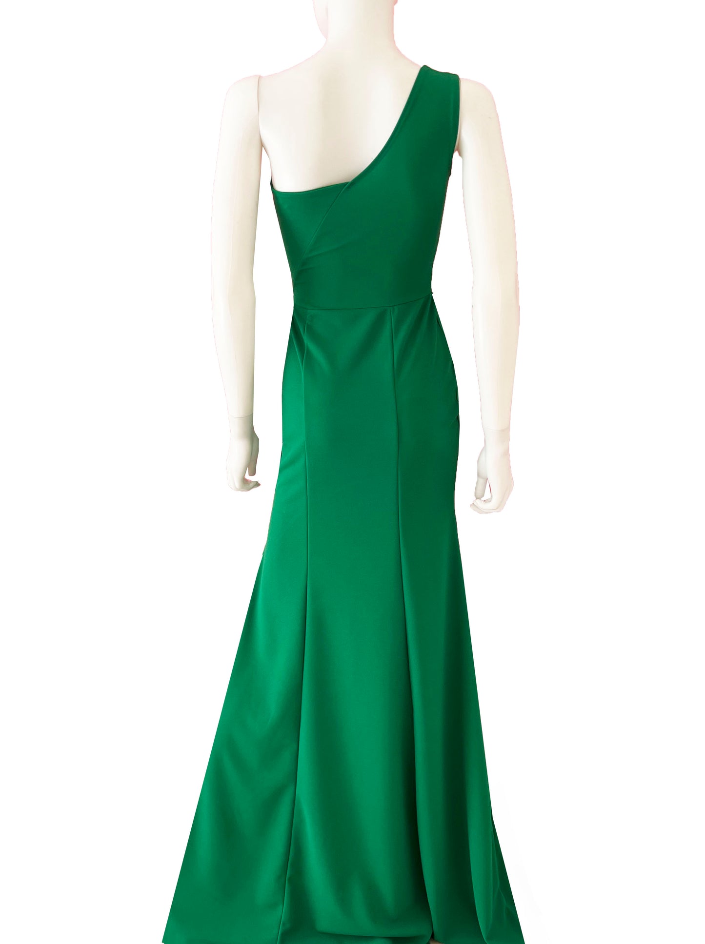 Vestido un hombro sirena verde.