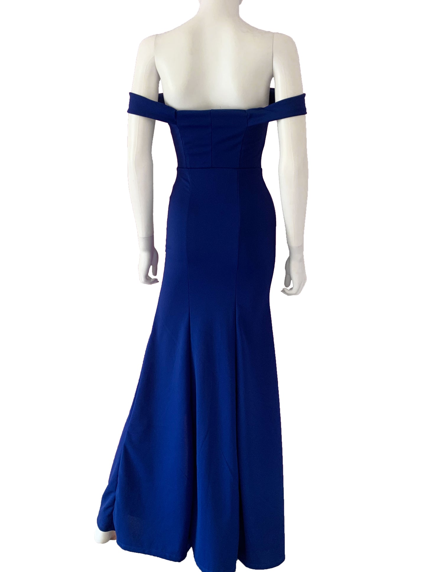Vestido manguitas volantes al frente azul rey.