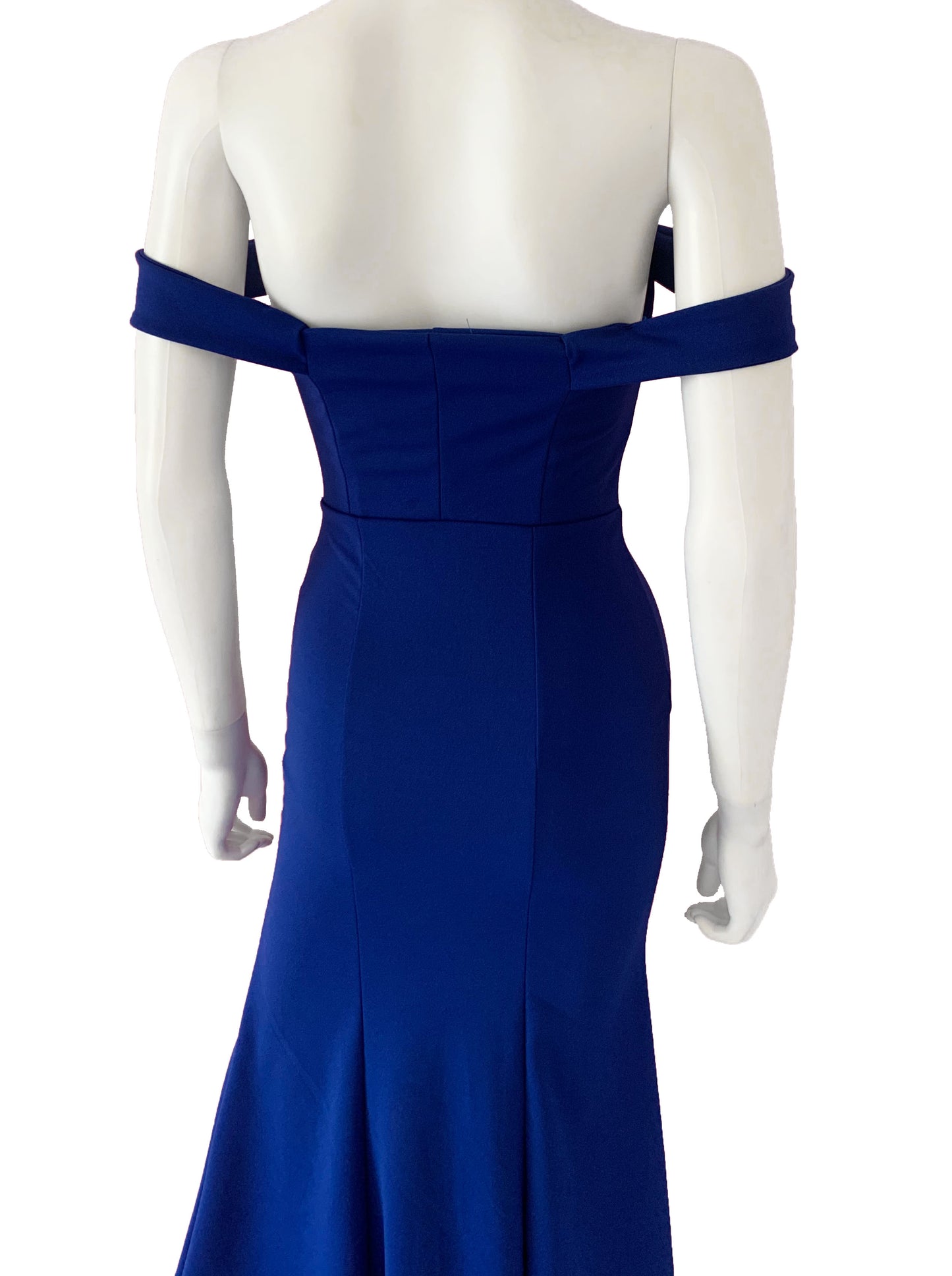 Vestido manguitas volantes al frente azul rey.