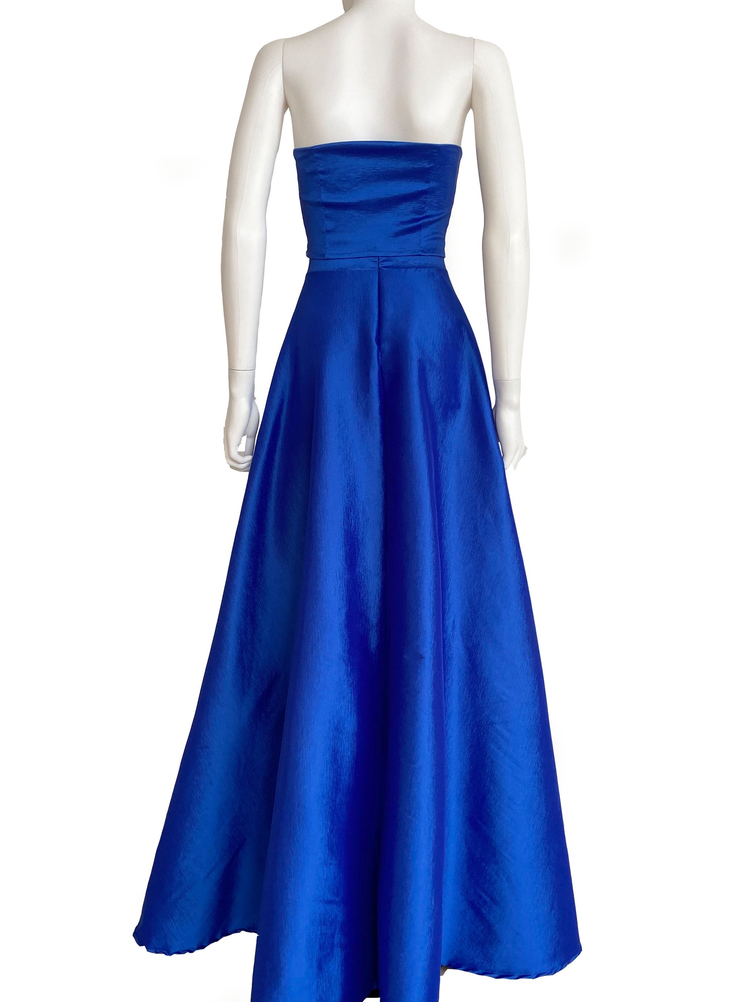 Vestido strapless moño azul rey