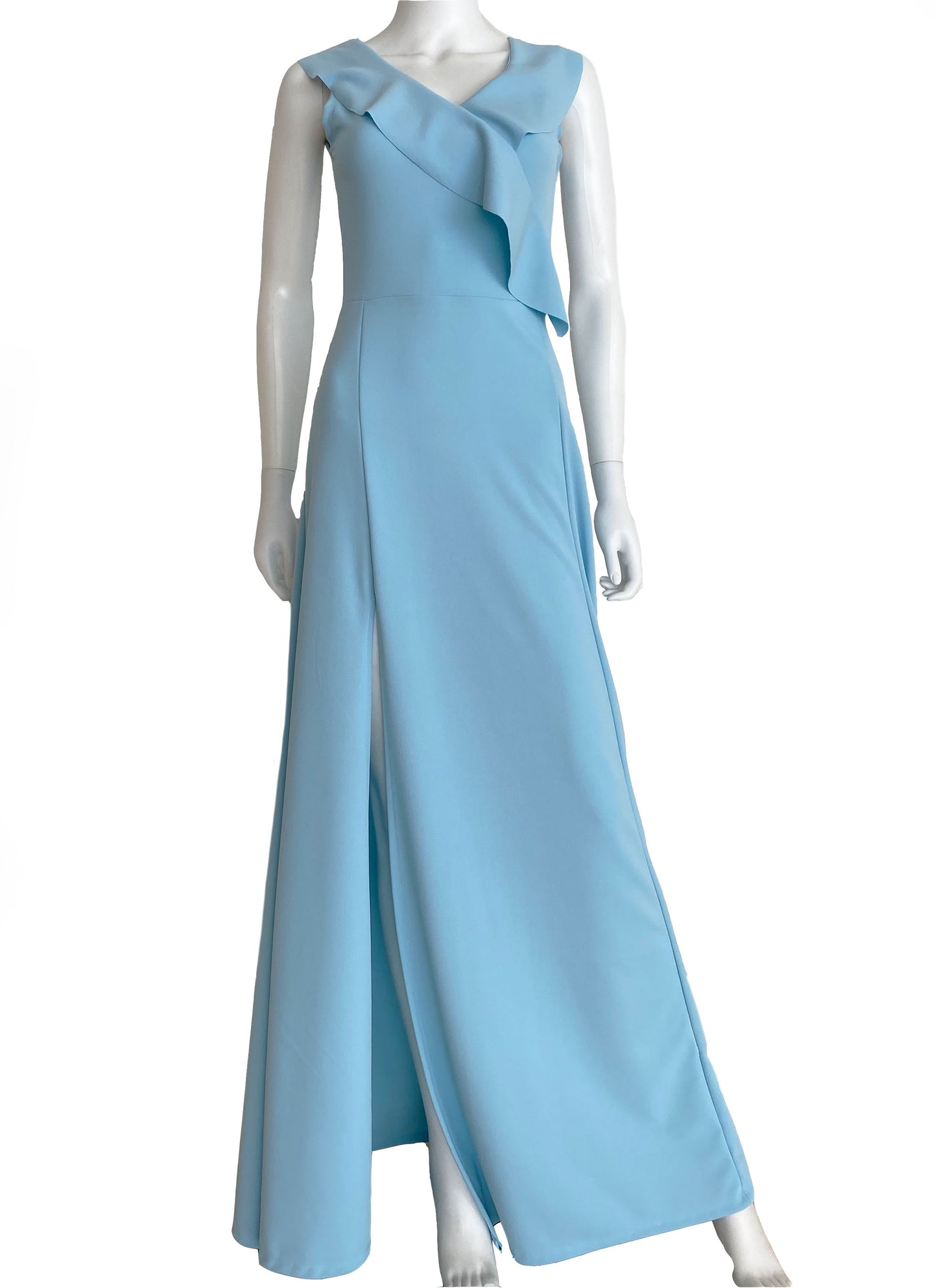Vestido cuello V. azulcielo