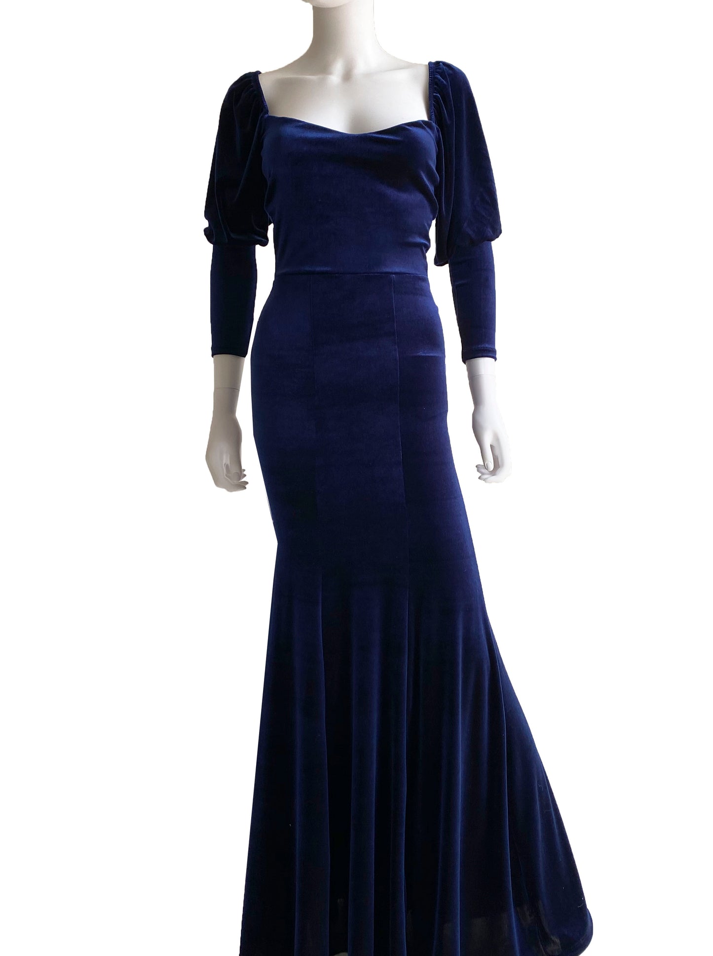 Vestido velvet manga globo