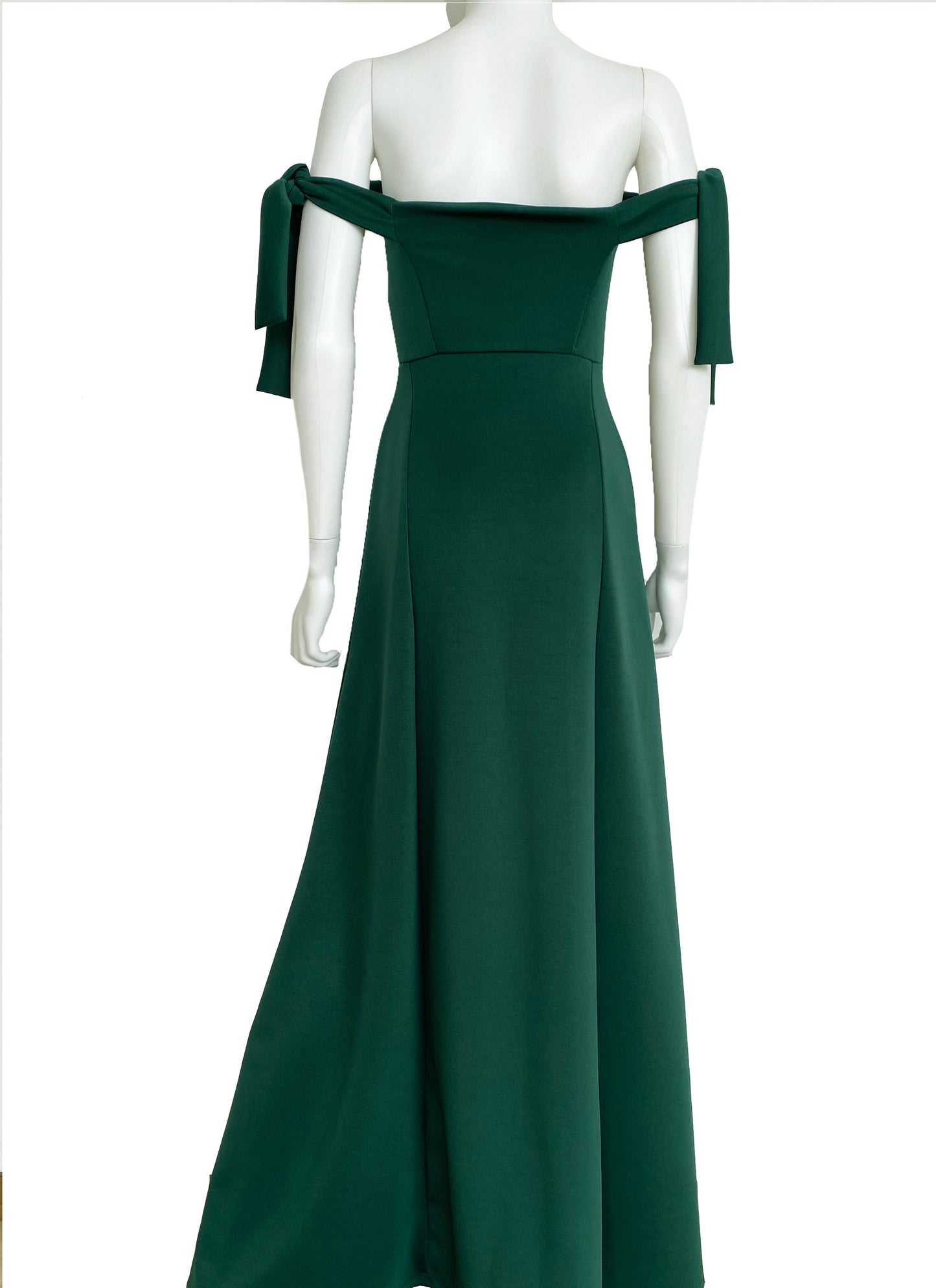 Vestido nudos verde botella.