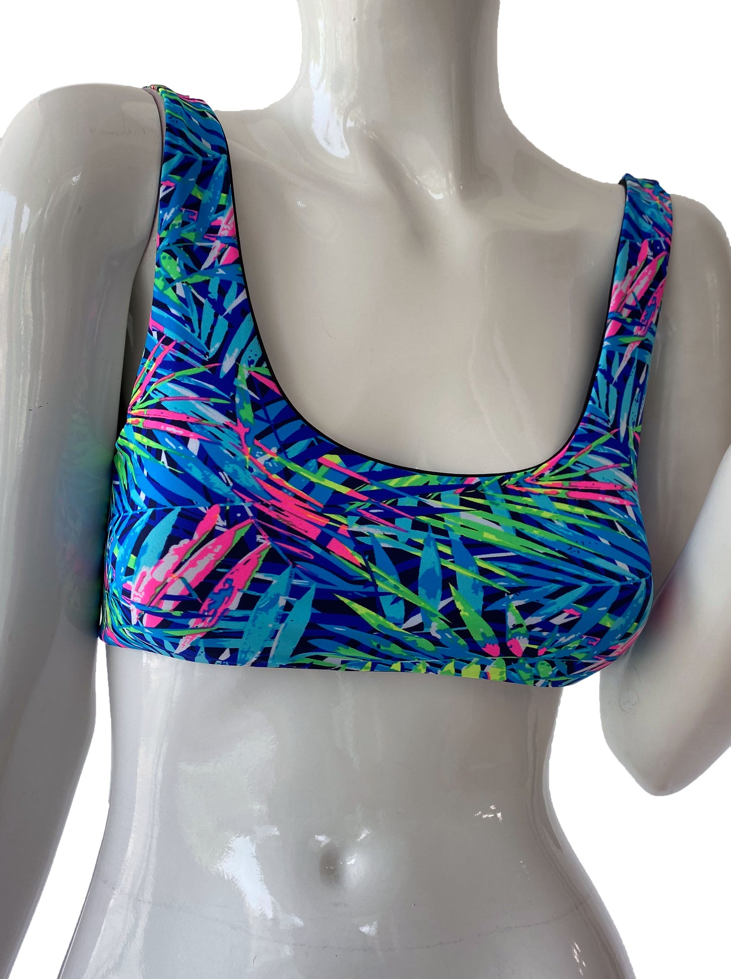 Top tirante tropical/azul.