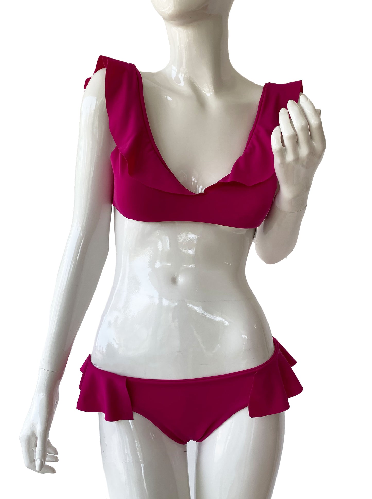 Top volante rosa mex.