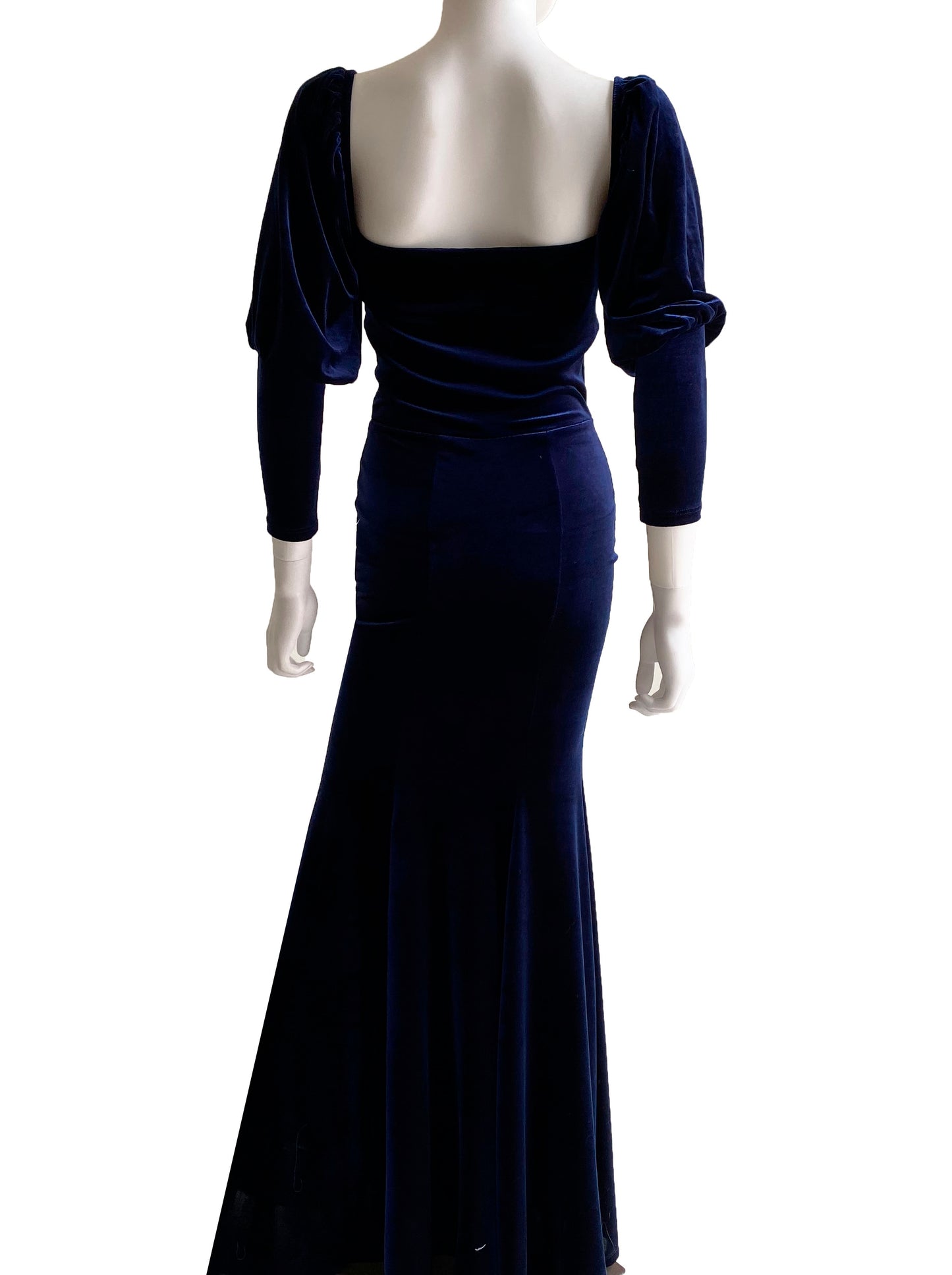 Vestido velvet manga globo