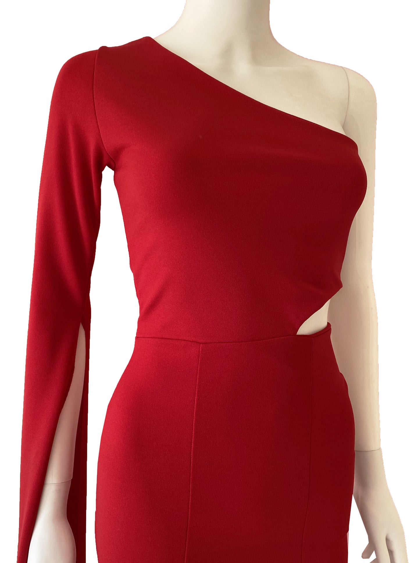 Vestido una manga colgante rojo.