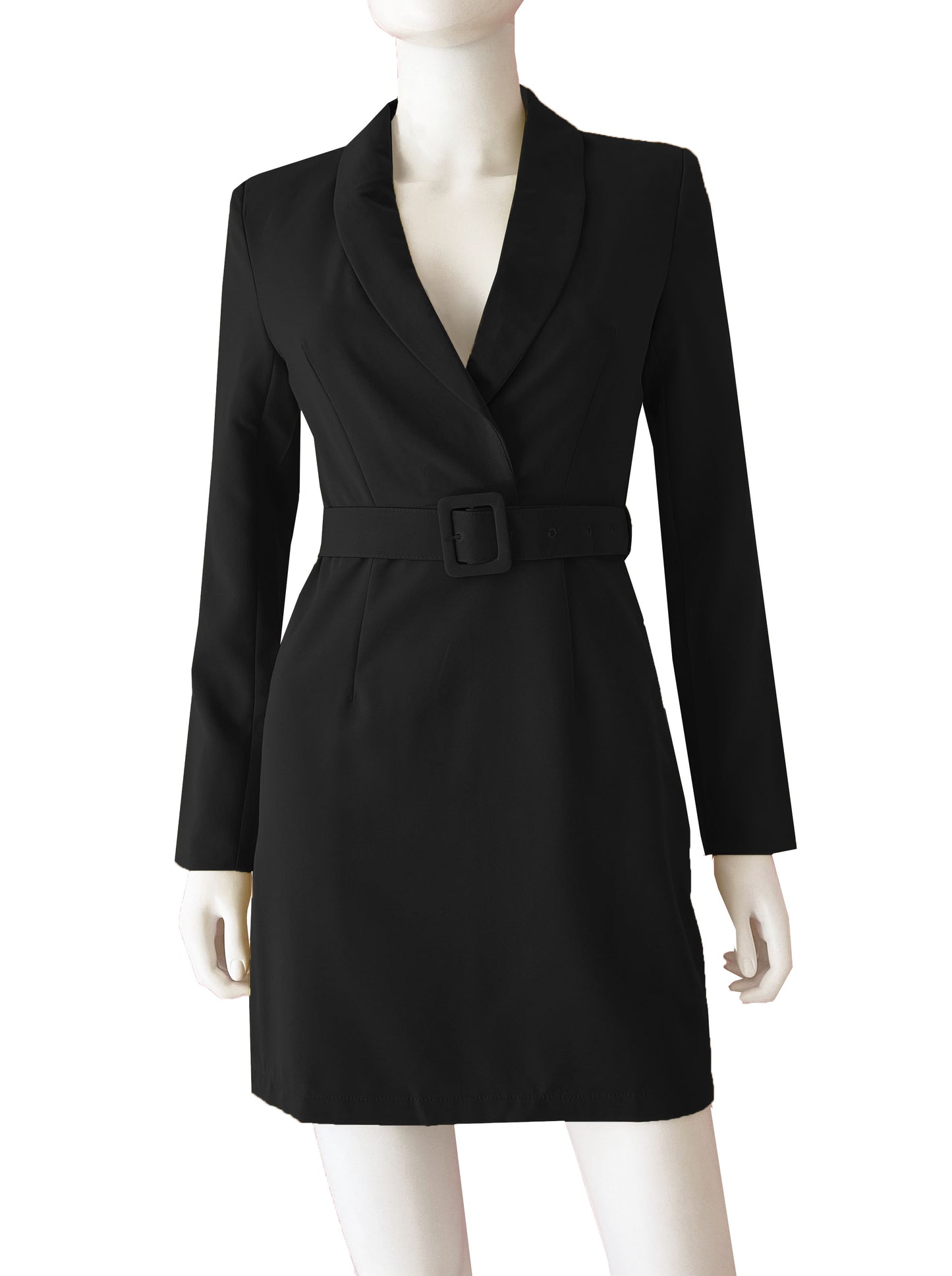 Vestido tipo blazer negro.