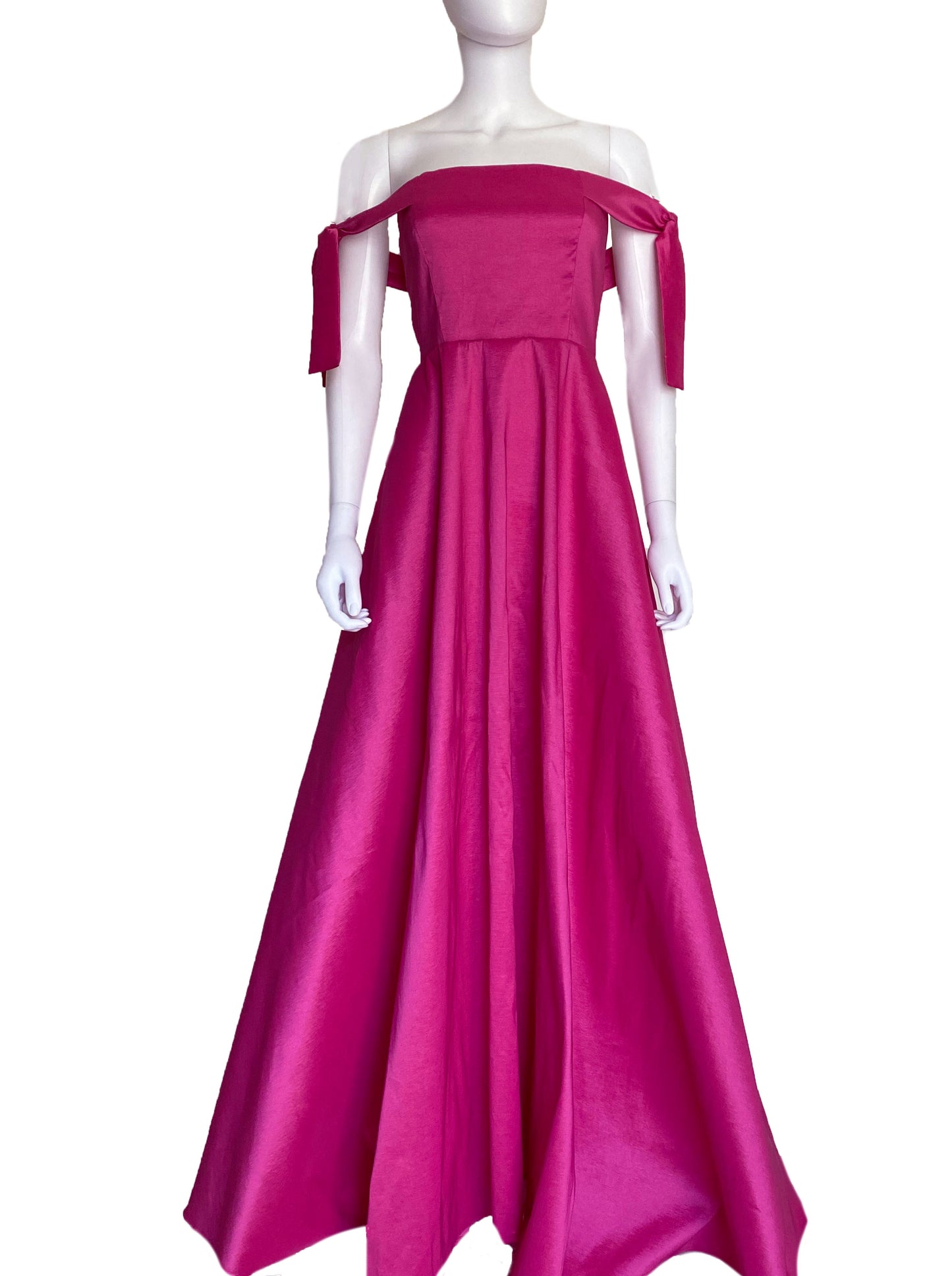 Vestido nudos rosa mexicano.