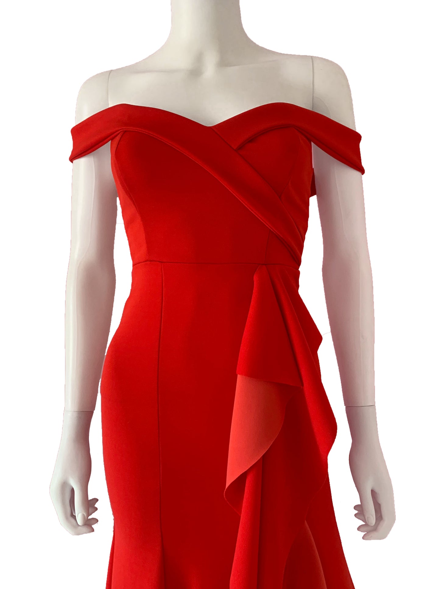 Vestido manguitas volantes al frente rojo.