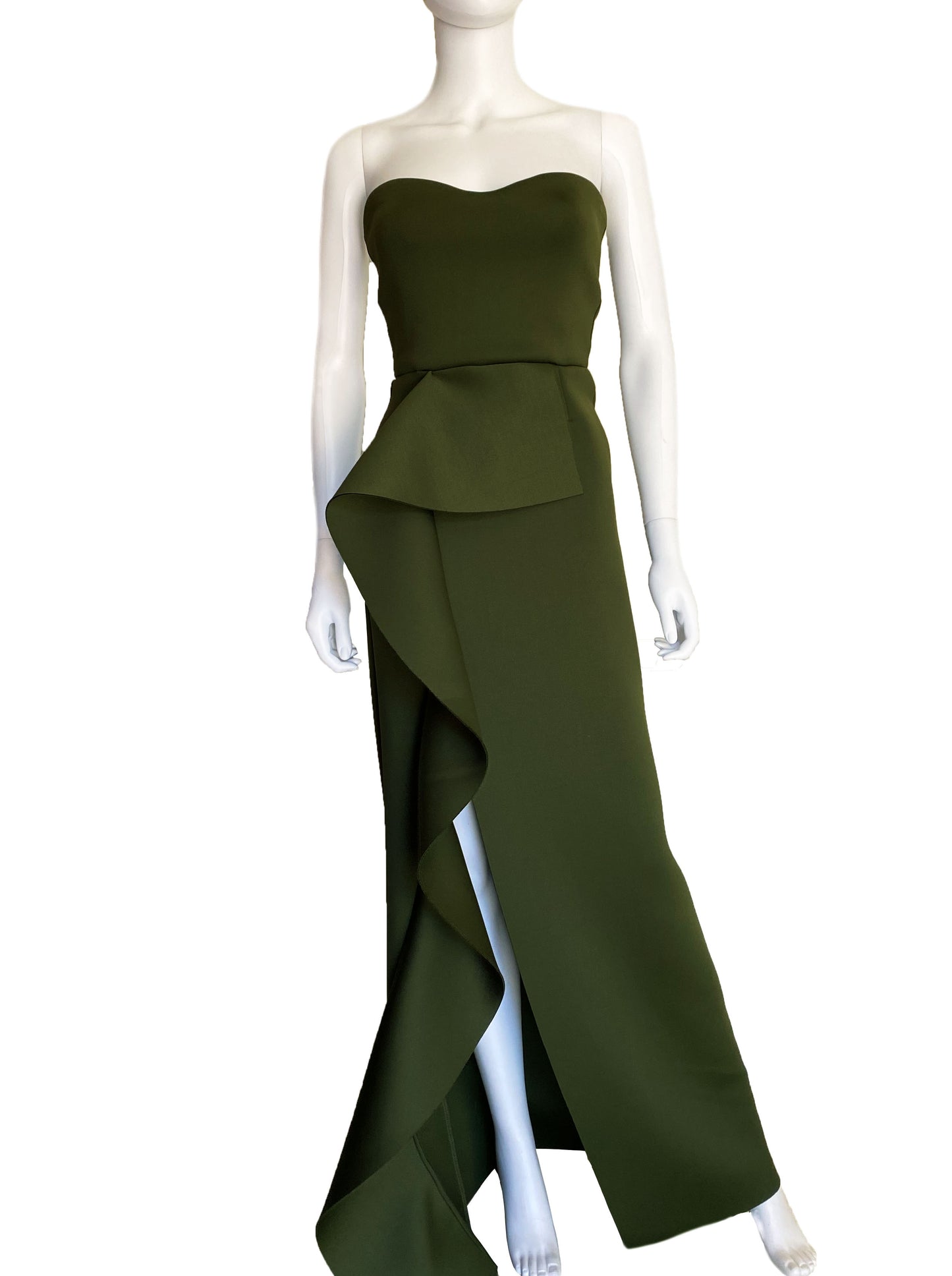 Vestido olan en pierna verde.