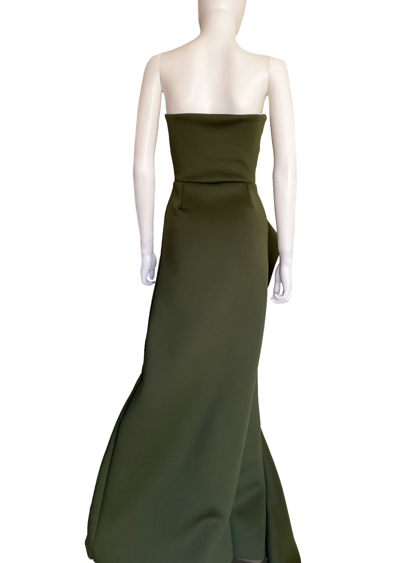 Vestido olan en pierna verde.