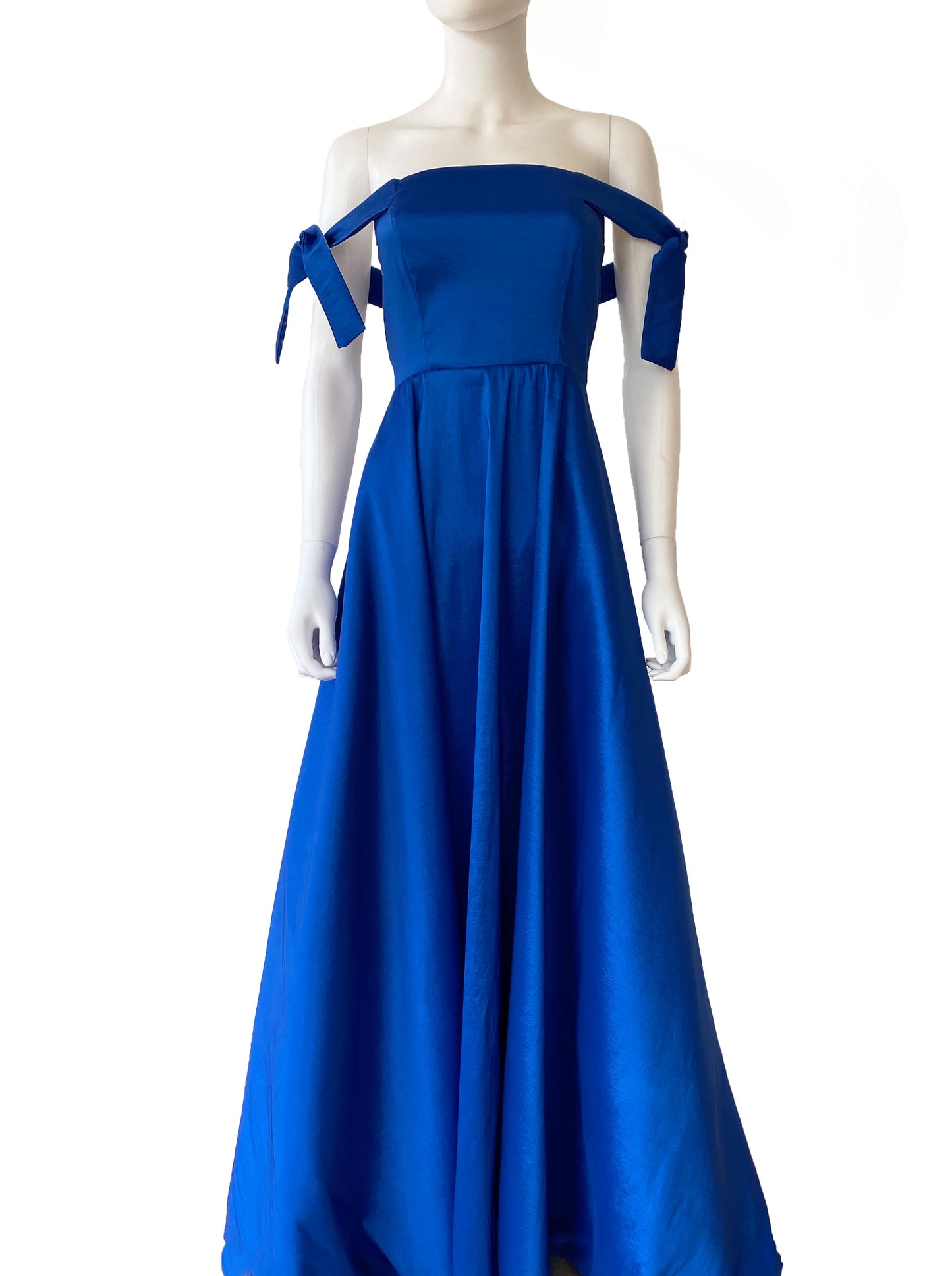 Vestido nudos azul rey.