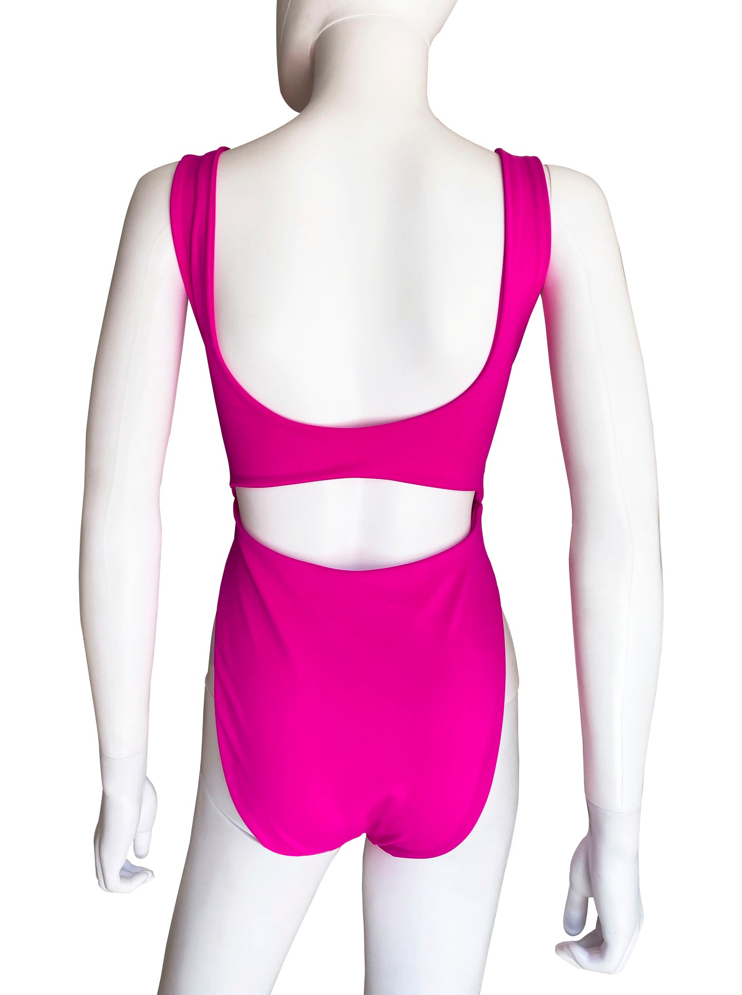 Monokini con apertura en centro rosa neón