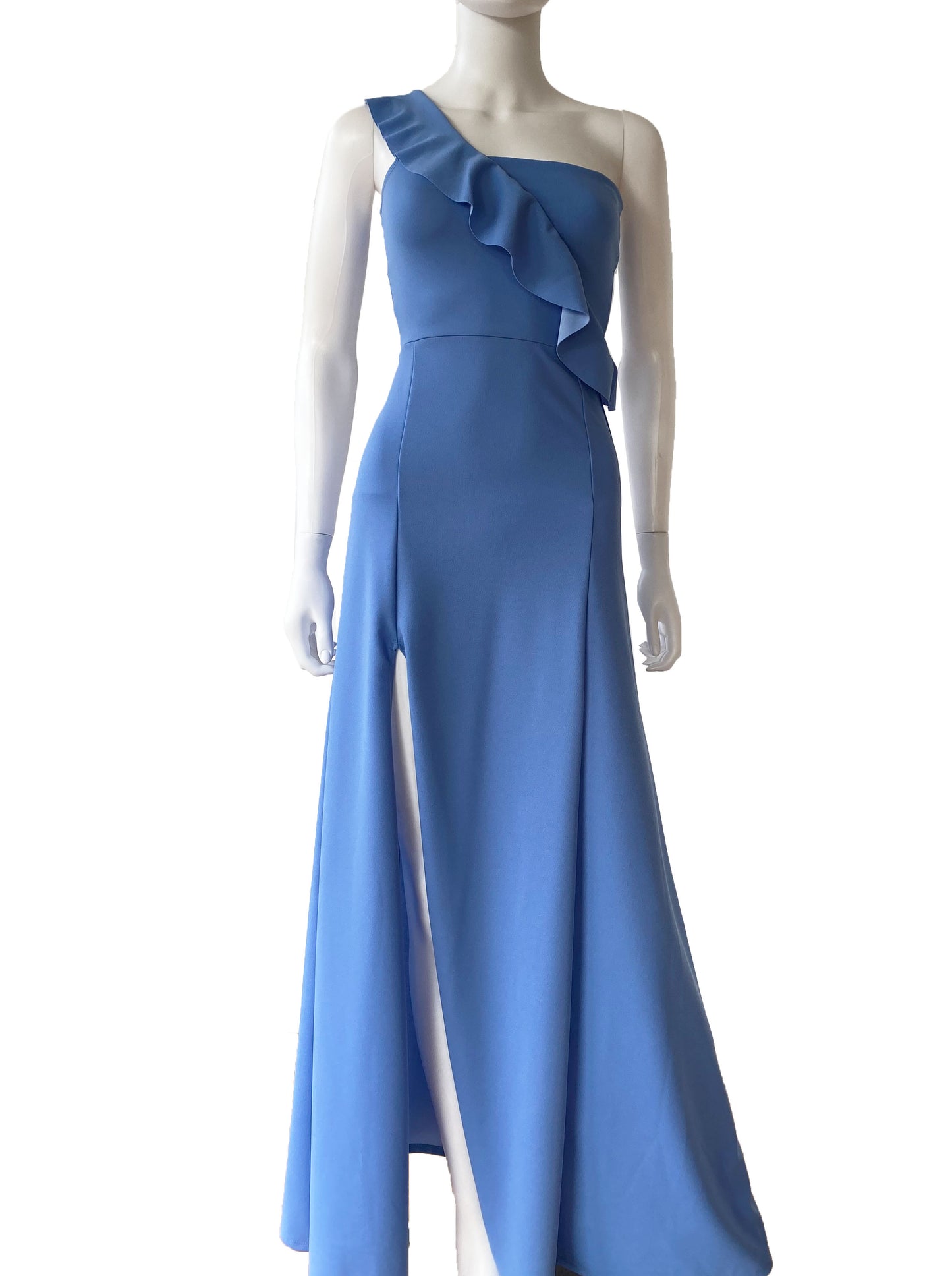 Vestido tirante olán azul.