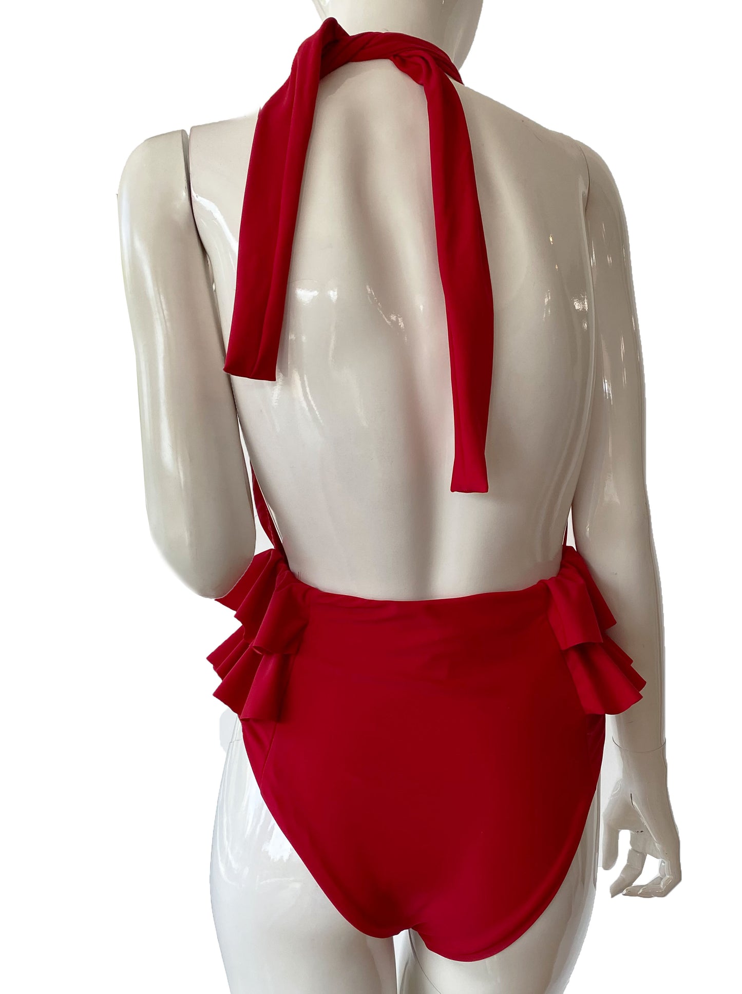 Monokini halter olanes rojo.