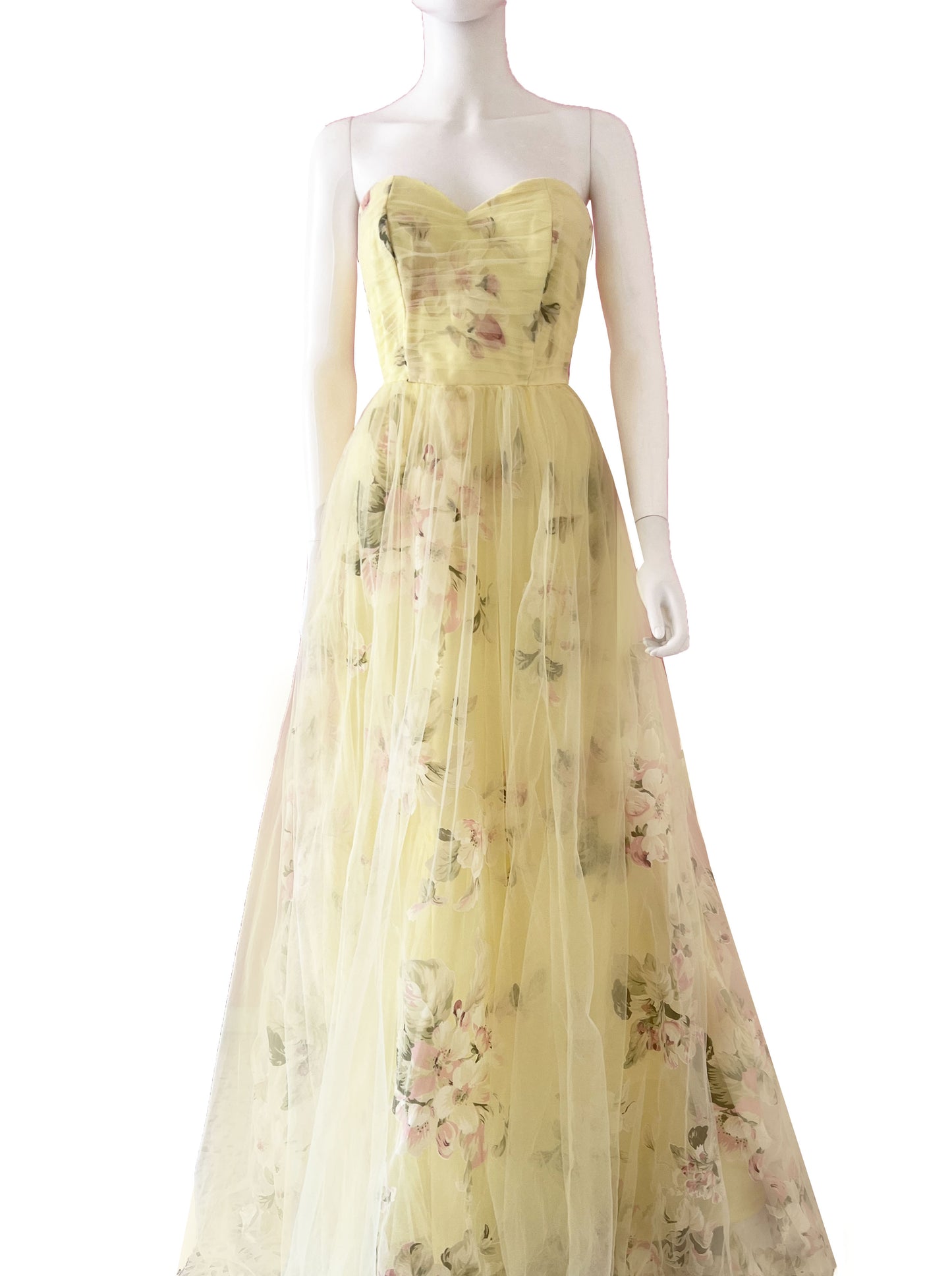 Vestido Tul floral amarillo.