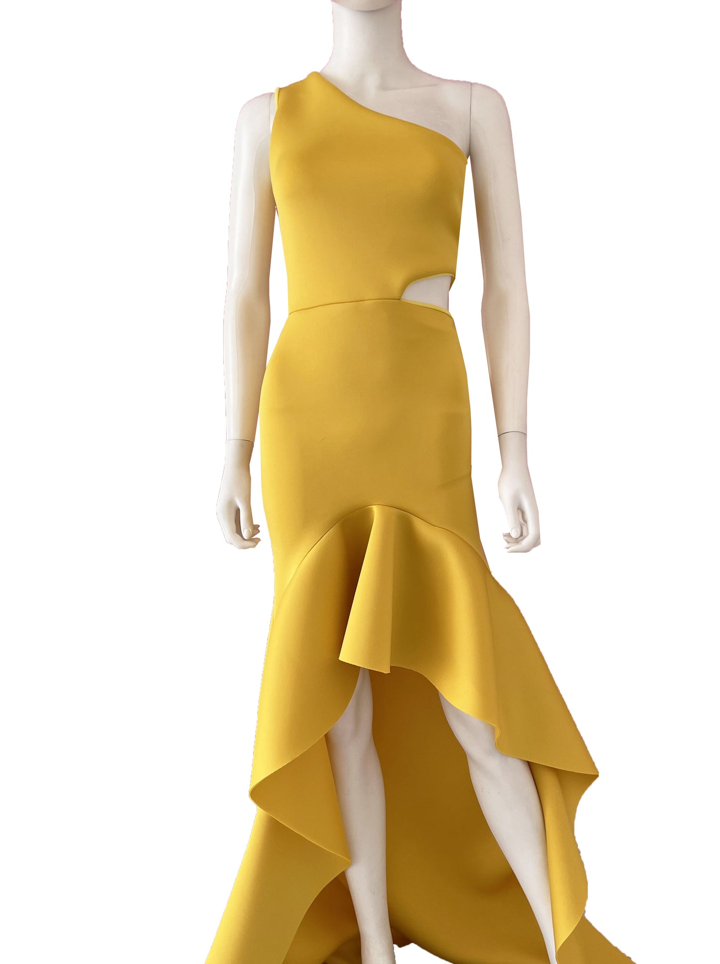 Vestido con volante en falda amarillo